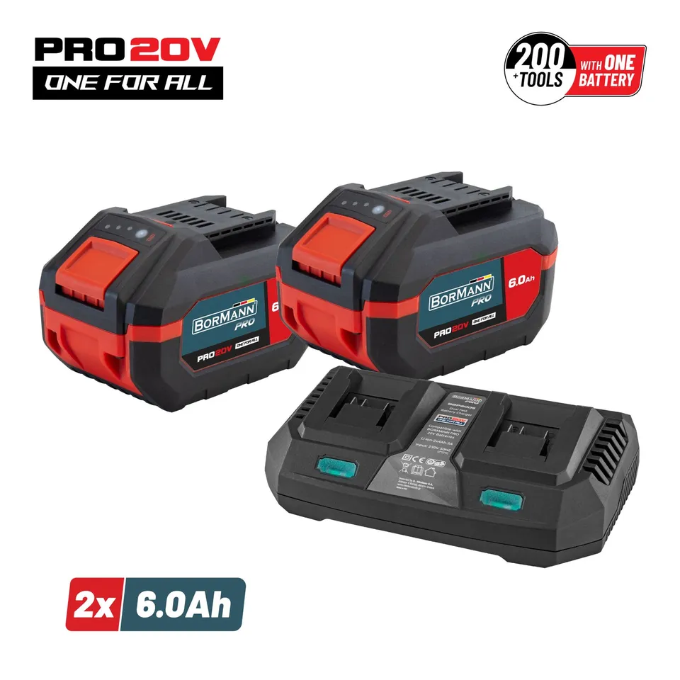Bormann Pro BBP9866 kit batterie 20V 2x6.0Ah Li-Ion