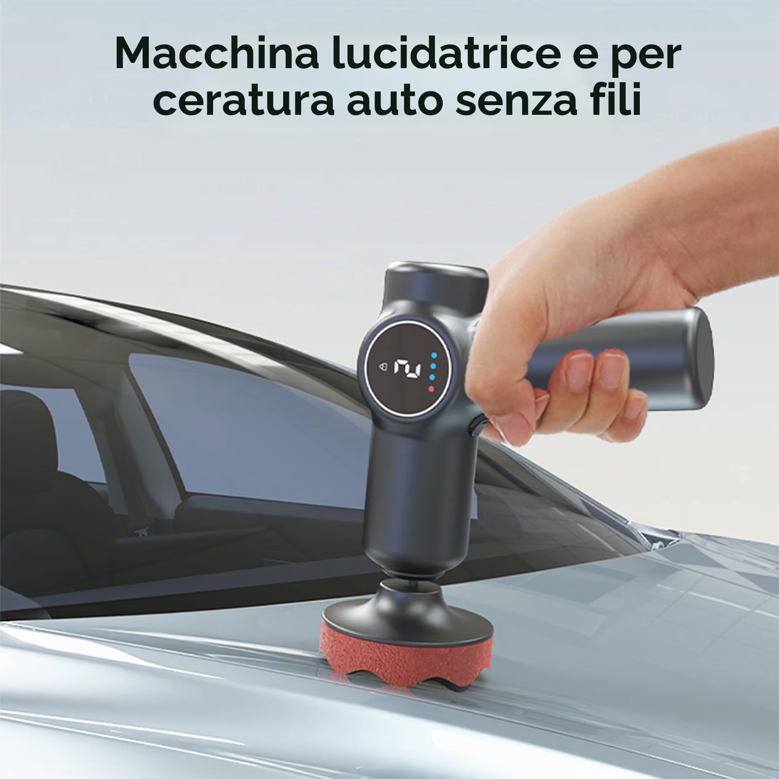 Weytoll 70 mm lucidatrice auto senza fili LCD 2 batterie