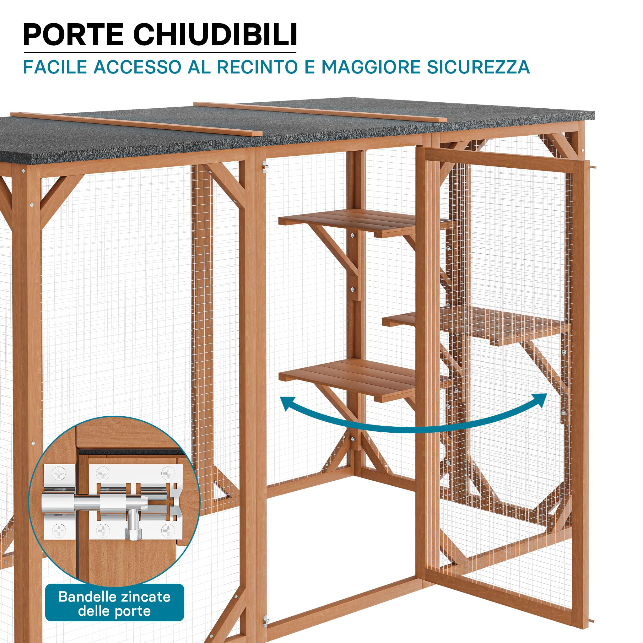 Wiltec Recinto gatti esterno 180x80x111,8 cm 3 piani
