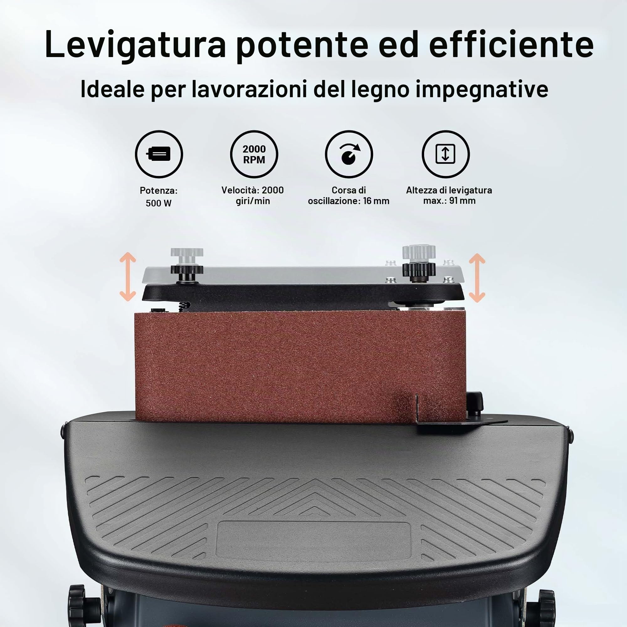 Wiltec Levigatrice a Mandrino Oscillante 500 W Rullo Nastro