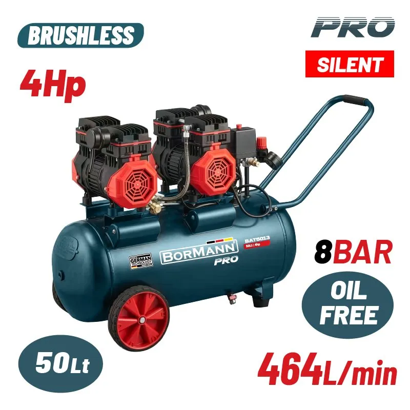 Bormann compressore aria 50L 4HP oil-free silenzioso