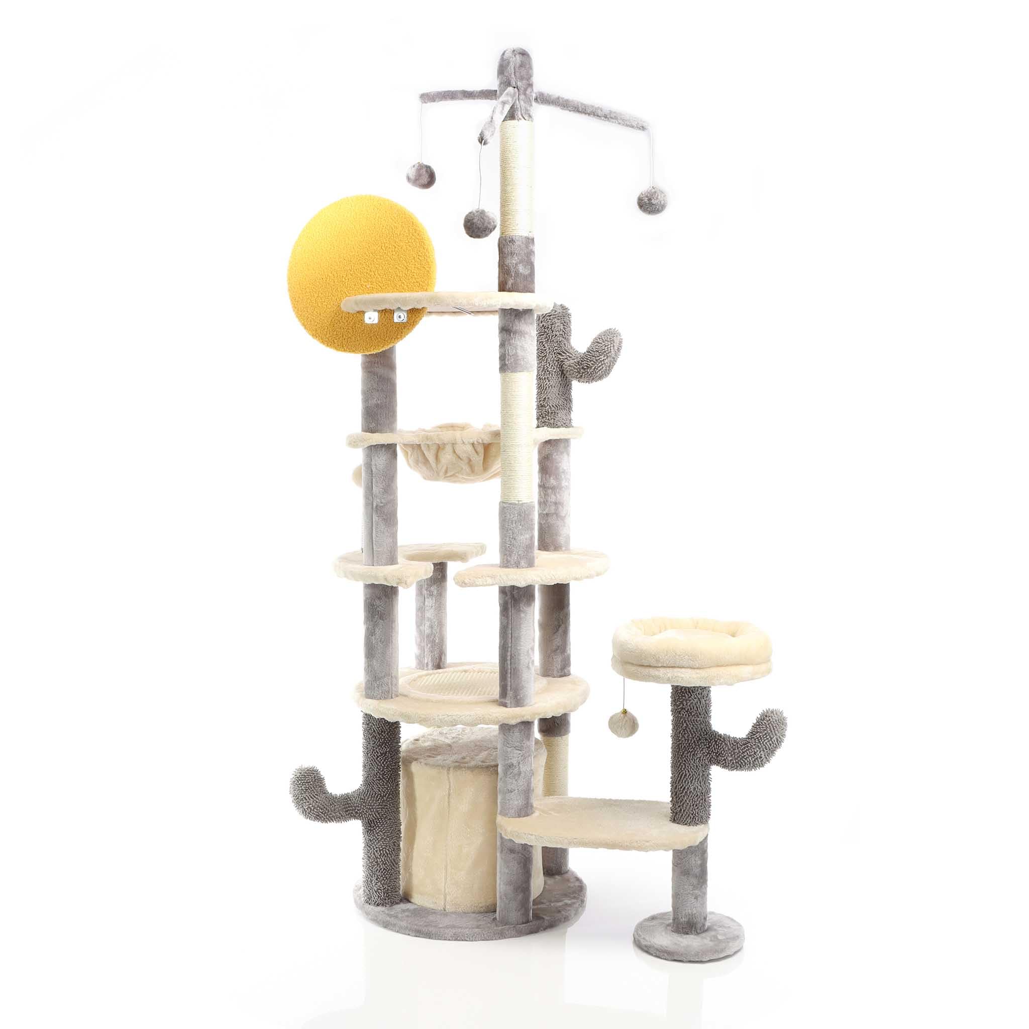 Fudajo albero tiragraffi grigio chiaro 172 cm con cuccia