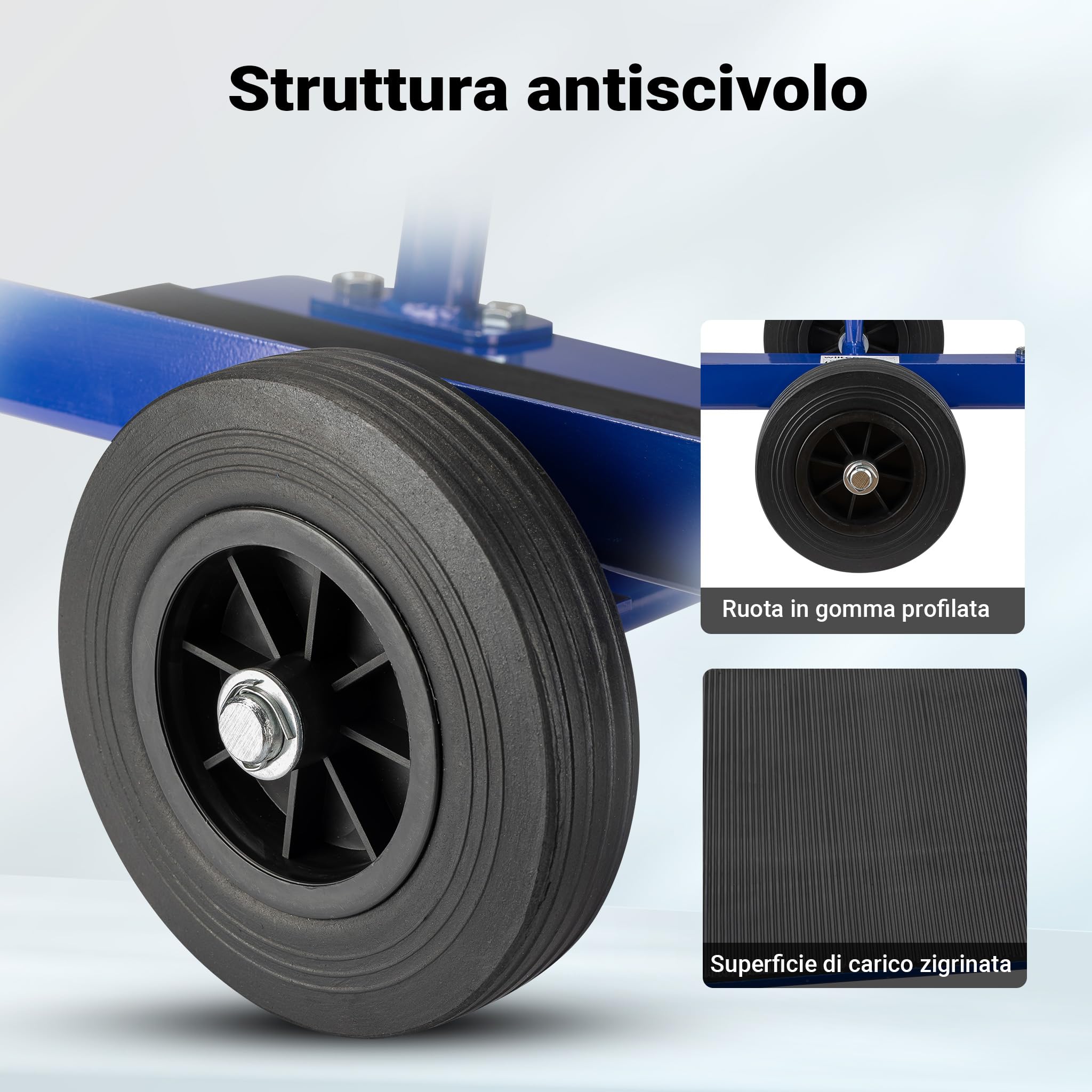 Wiltec Carrello porta pannelli 300 kg 2 ruote gomma