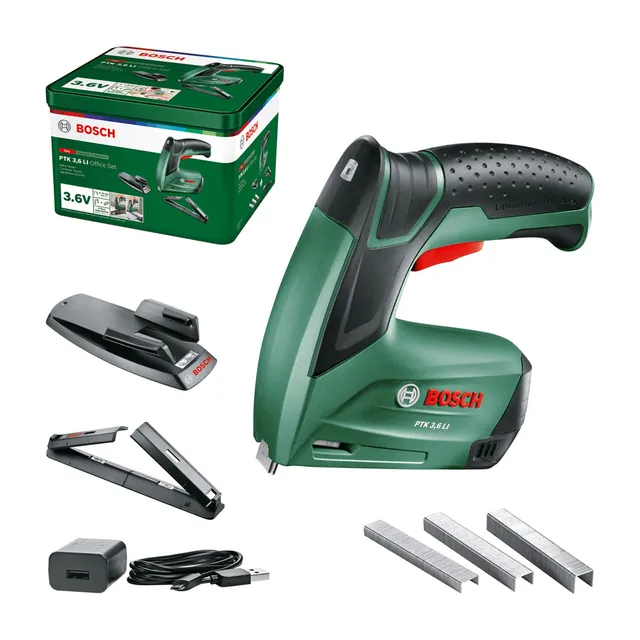 Bosch PTK 3.6 LI Graffatrice a Batteria con Set Ufficio