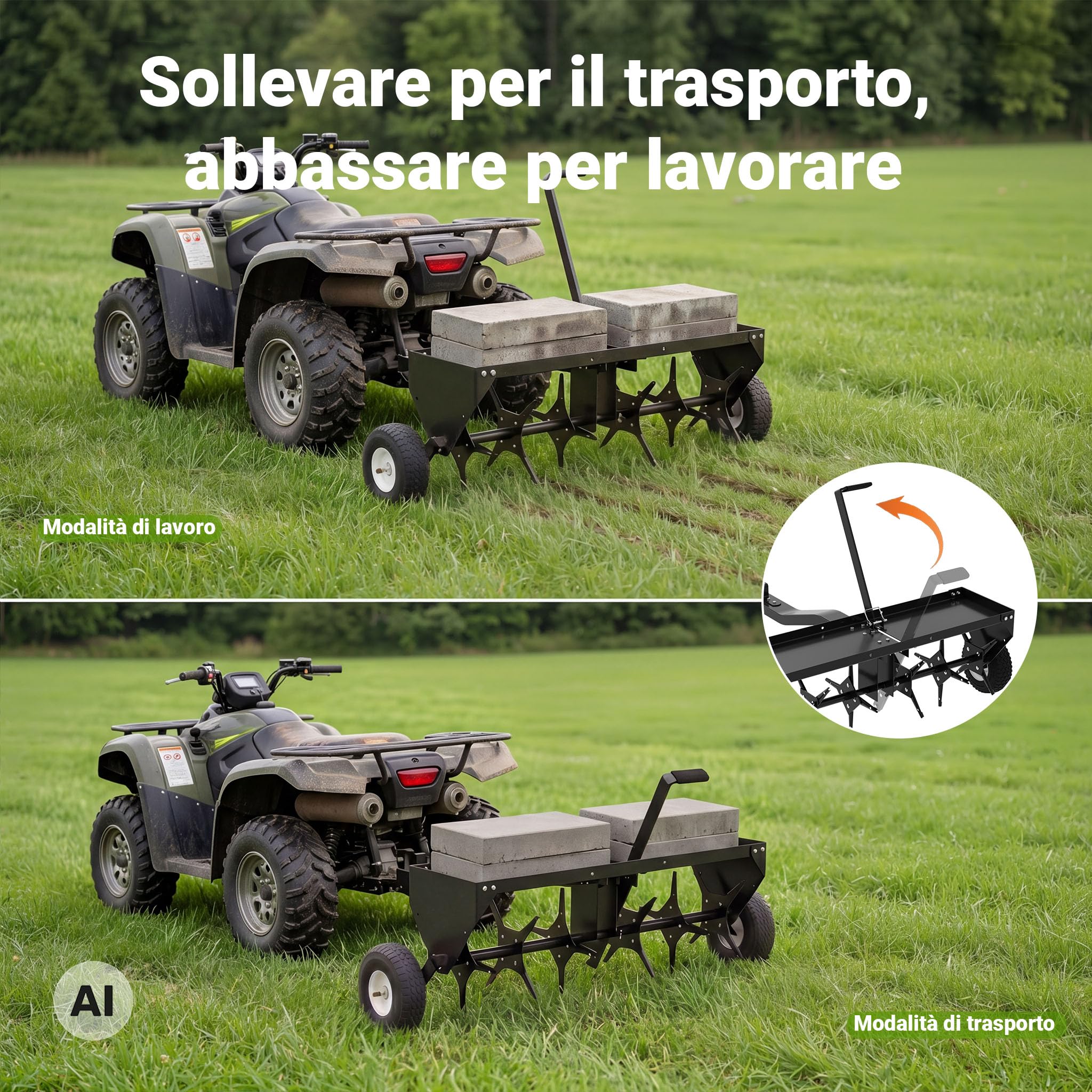 Wiltec Arieggiatore Dischi Trattorino 102 cm 7,6 cm