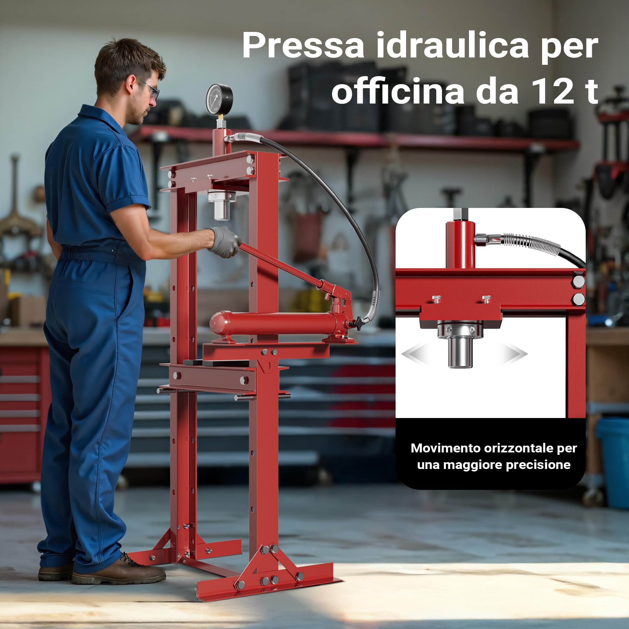 Wiltec pressa idraulica officina 12t con manometro