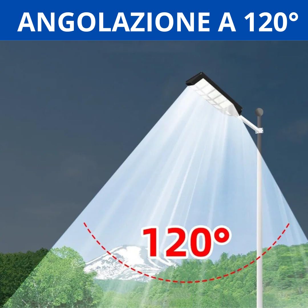 DE ROSA SHOP Lampione LED Solare 1000W 6500K Bianco Freddo IP65