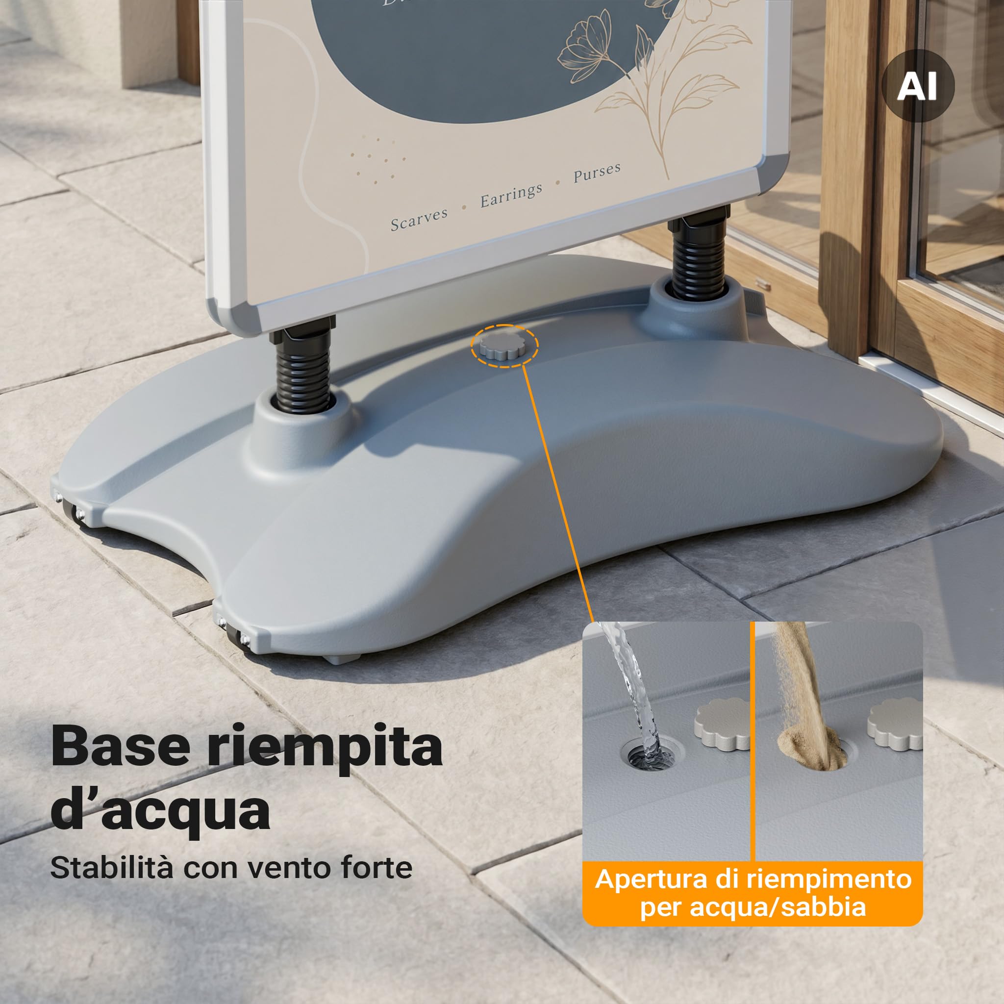 Wiltec Cavalletto pubblicitario bifacciale antivento ruote