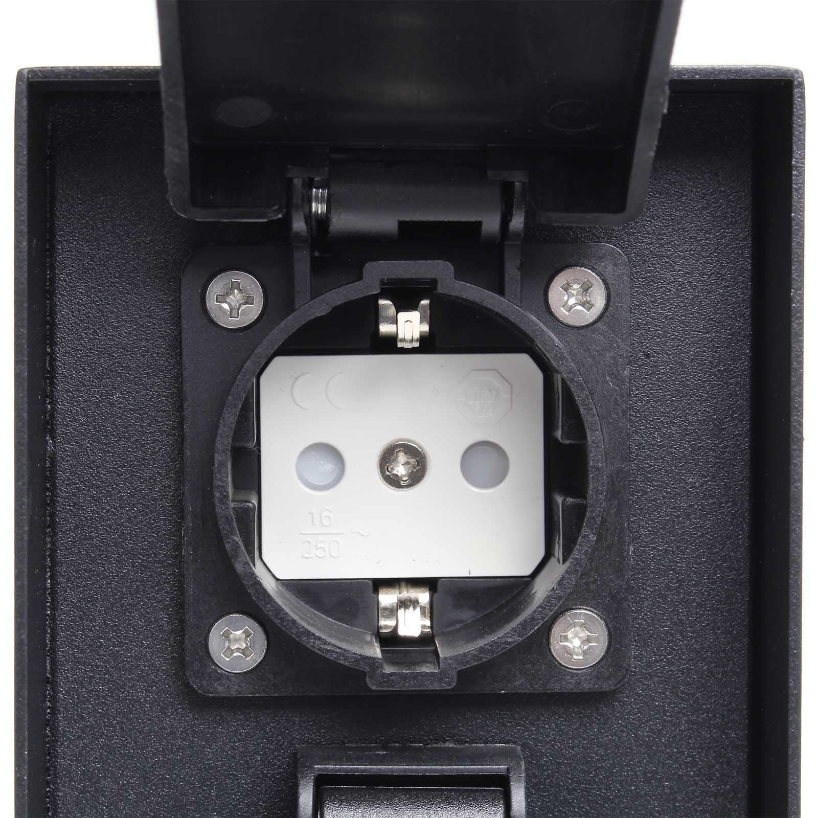 Wiltec Colonna Presa da Giardino 2 prese IP44 con timer nera