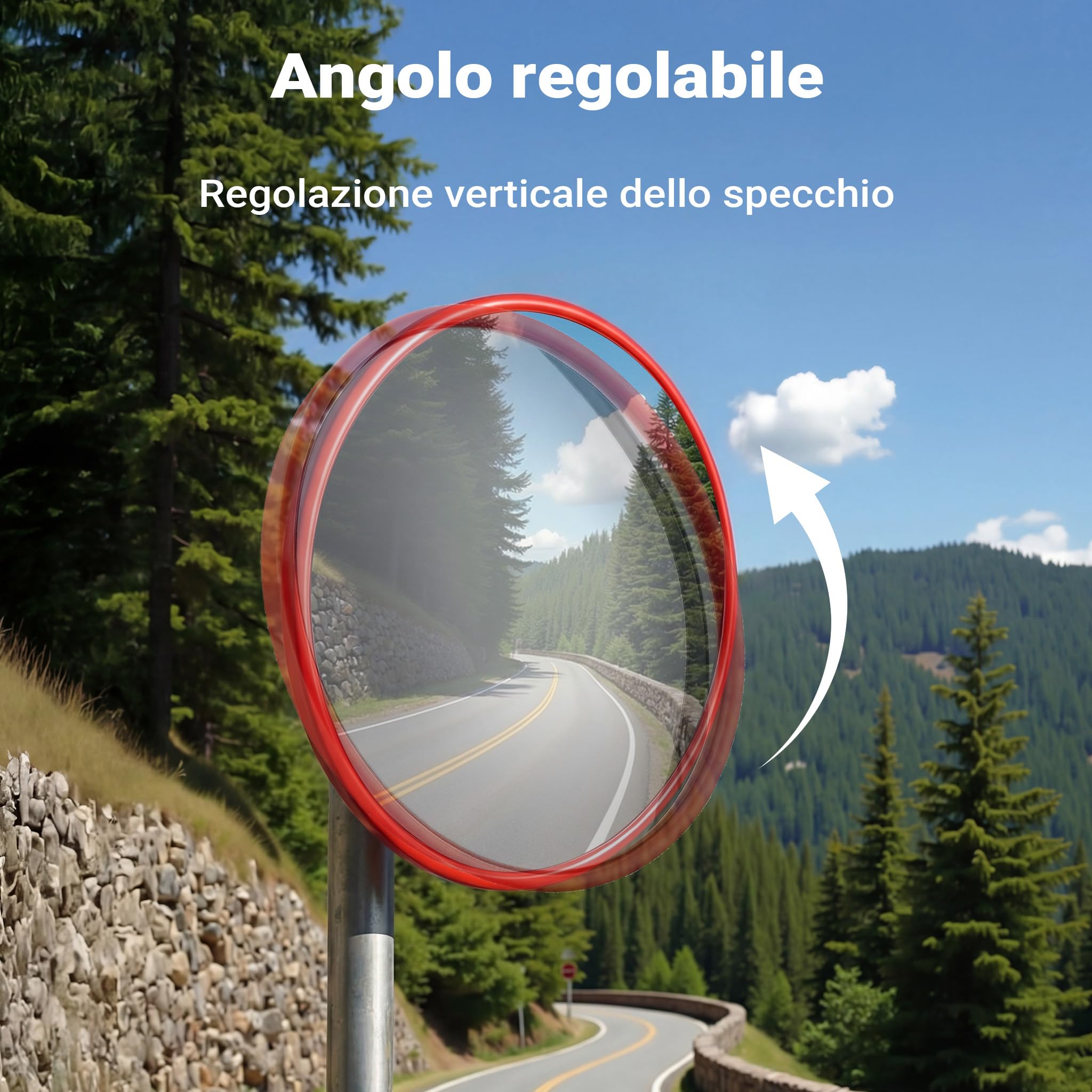 Wiltec specchio convesso stradale 30 cm 160° policarbonato