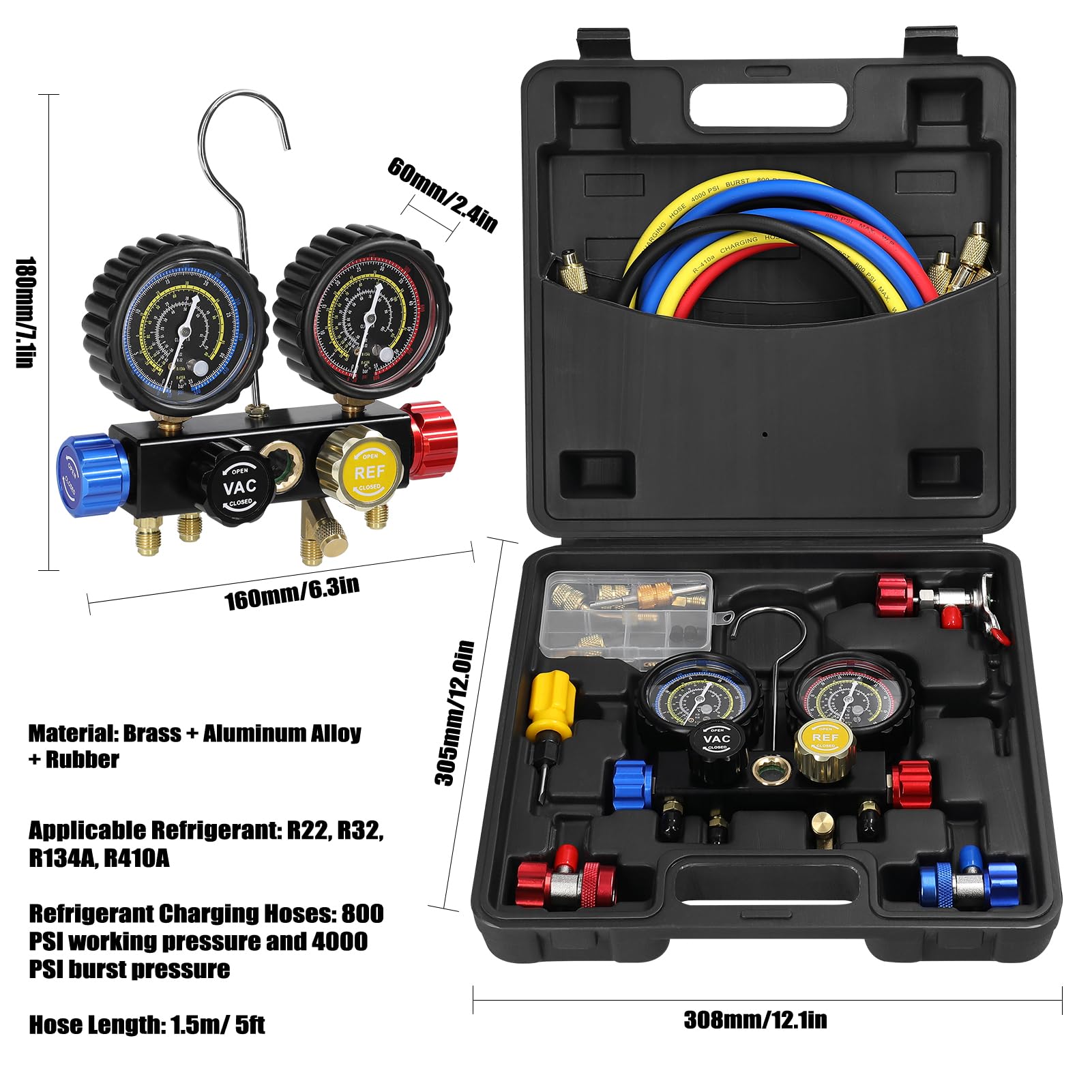 Weytoll Kit Ricarica Aria Condizionata Auto R134a 4 Vie 1,5 m