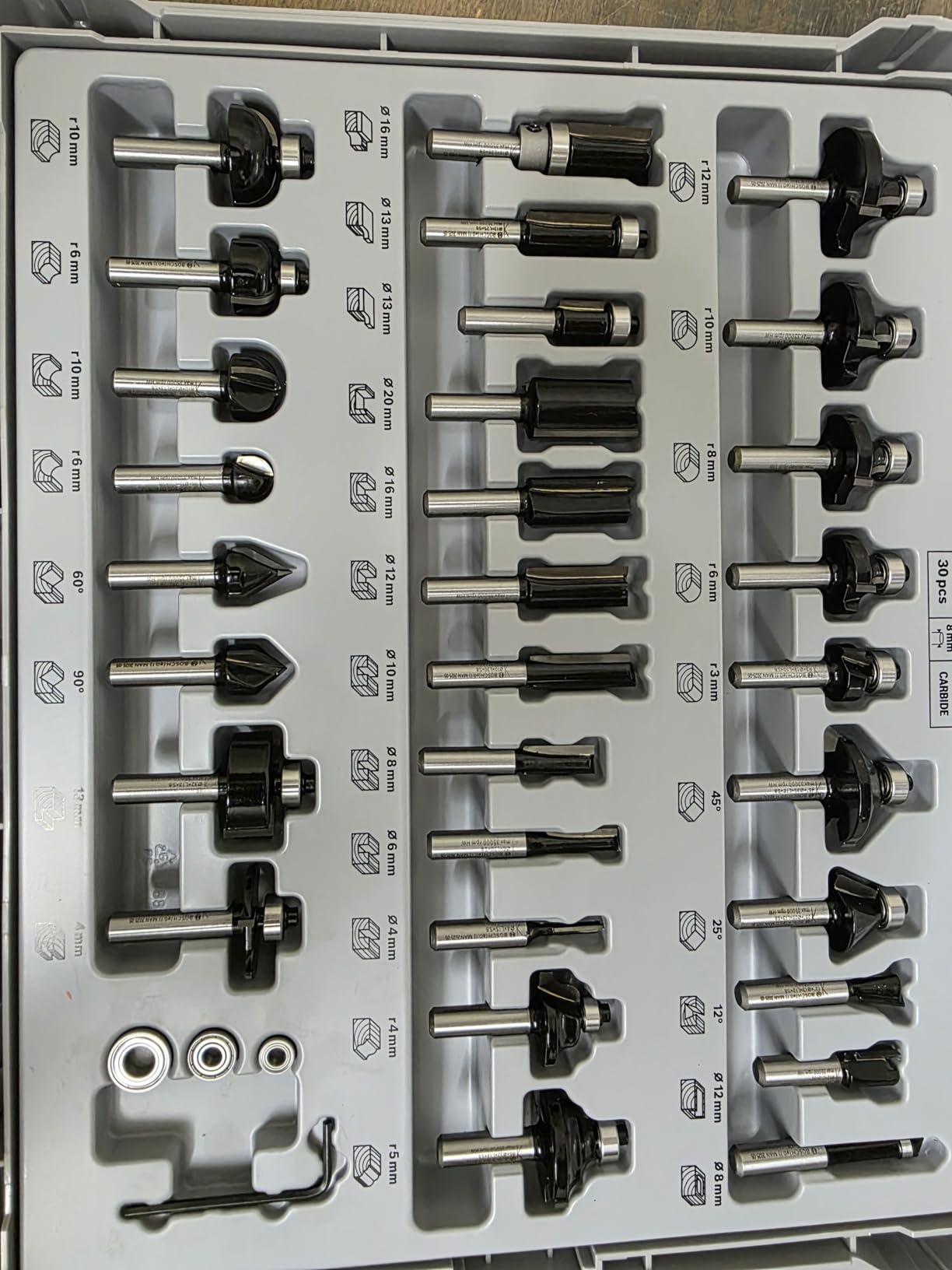 Bosch Set 30 Frese per Legno Codolo 8 mm Misto PRO