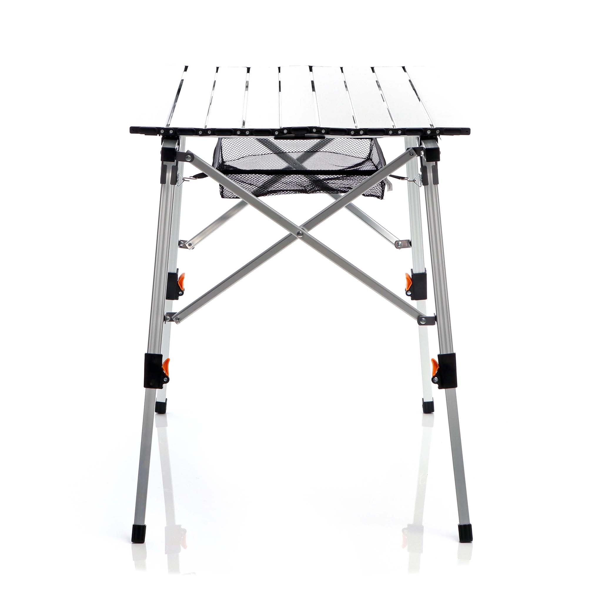 Wiltec Tavolo Campeggio Pieghevole 90x53cm Alluminio Grigio Regolabile