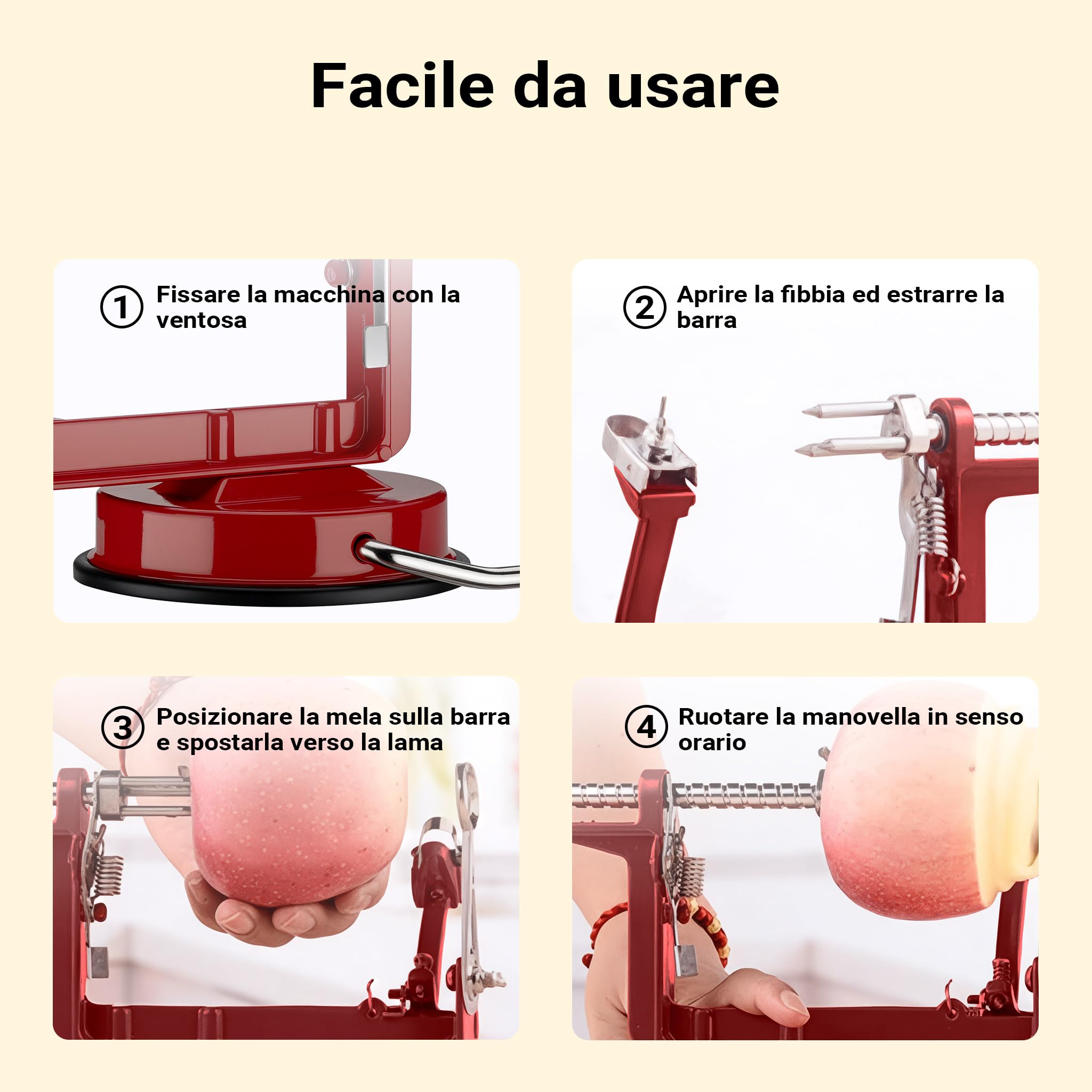 Wiltec Sbucciamela a Manovella con Ventosa Acciaio 30x10x13 cm