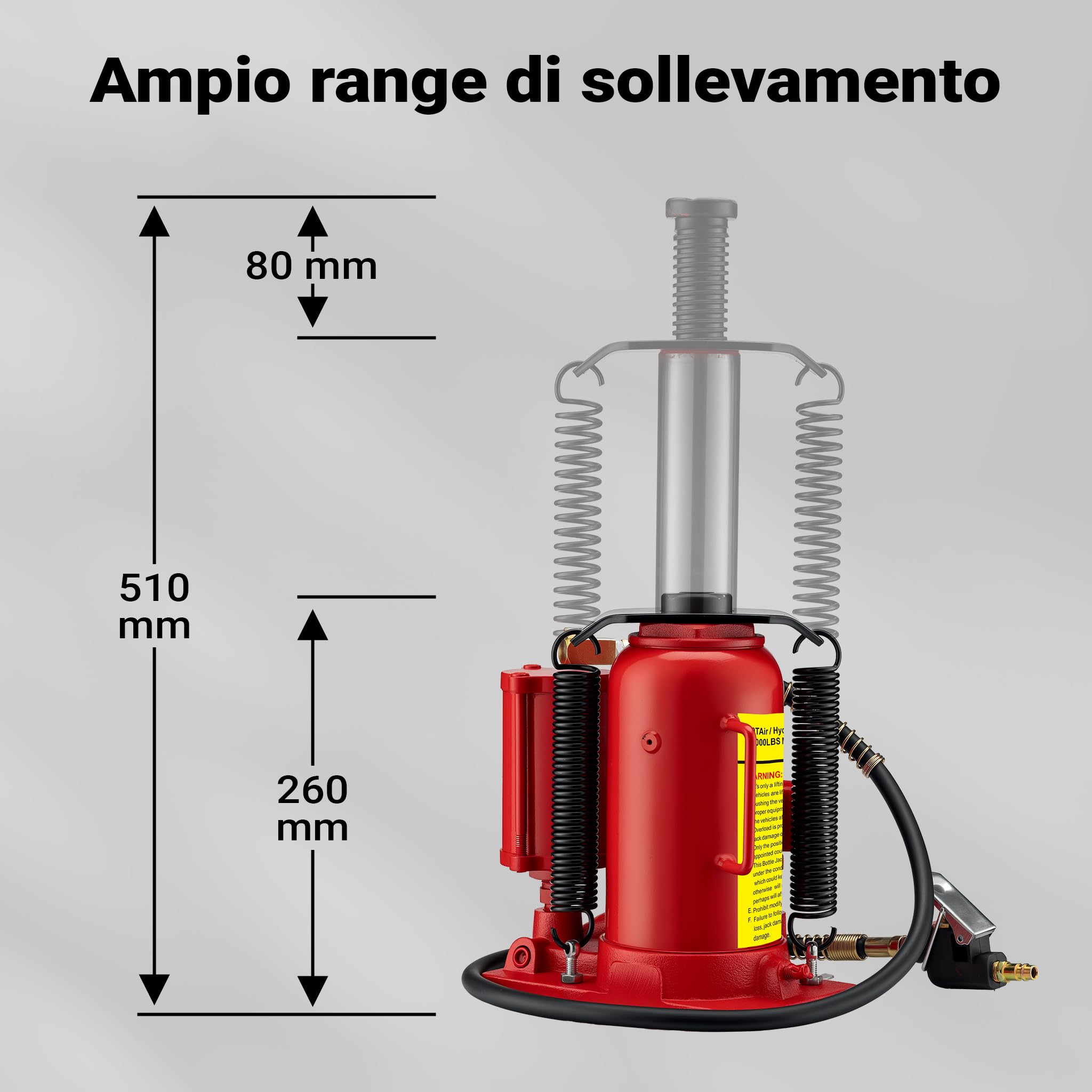 Wiltec Martinetto Bottiglia 20t 260-510 mm Acciaio