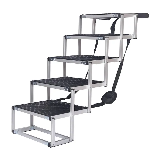 Wiltec Scaletta Cani Auto 5 Gradini Alluminio 68 kg Antiscivolo