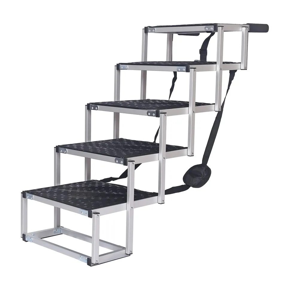Wiltec Scaletta Cani Auto 5 Gradini Alluminio 68 kg Antiscivolo