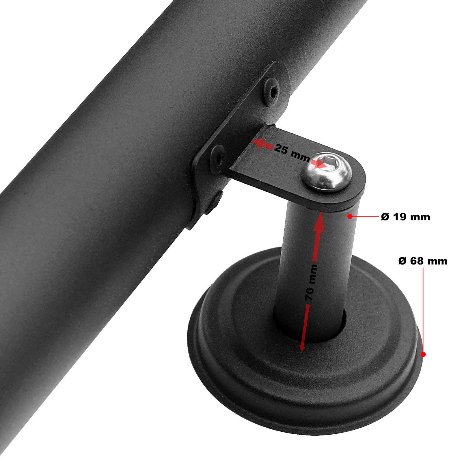 Wiltec Corrimano Scale 190 cm Acciaio Inox Nero