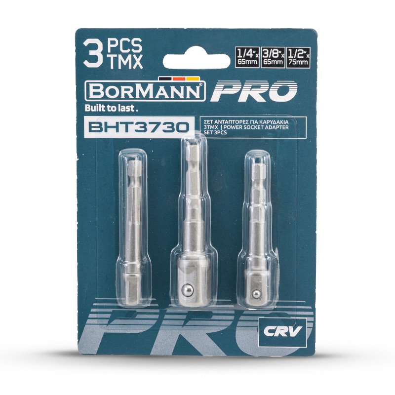 Bormann Adattatori Bussole 3 pz 1/4"-3/8"-1/2" da 65-73 mm