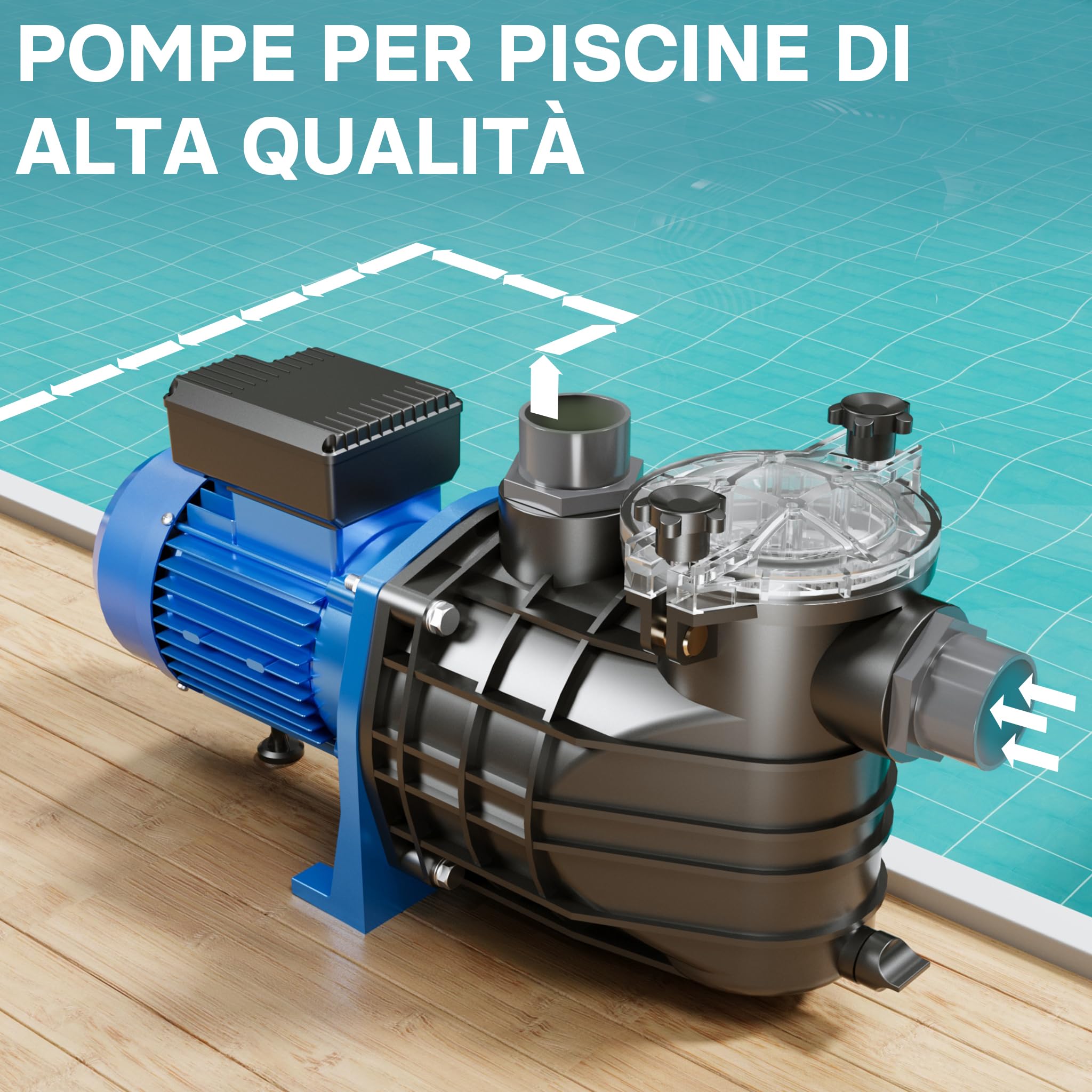 Wiltec Pompa piscina 34800 l/h 3000W con filtro