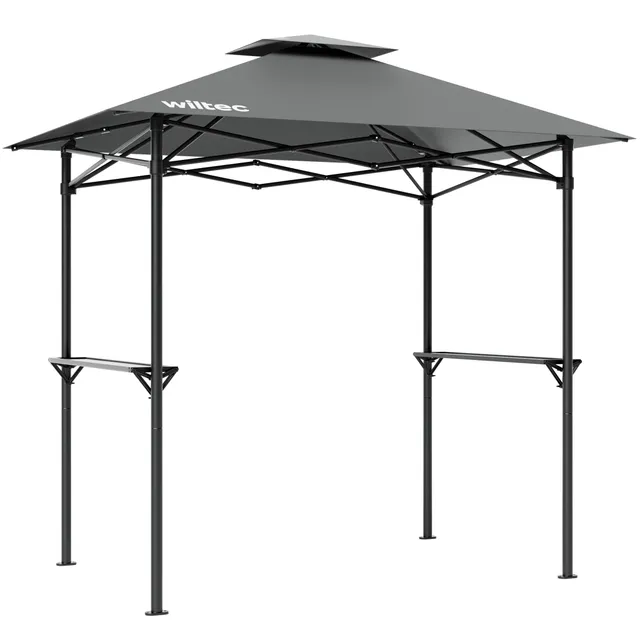 Wiltec Gazebo Barbecue 2,45x1,52 m grigio con 2 ripiani