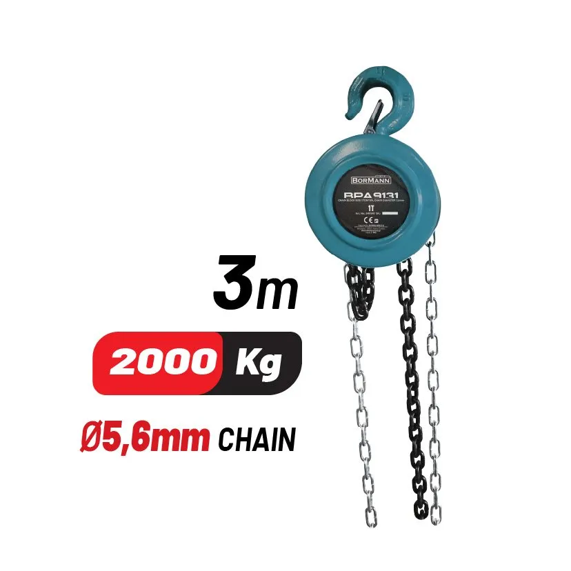Bormann Paranco a Catena 2T 3M Catena 5,6 mm