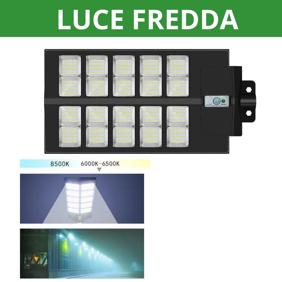 DE ROSA SHOP Lampione LED Solare 1000W 6500K Bianco Freddo IP65