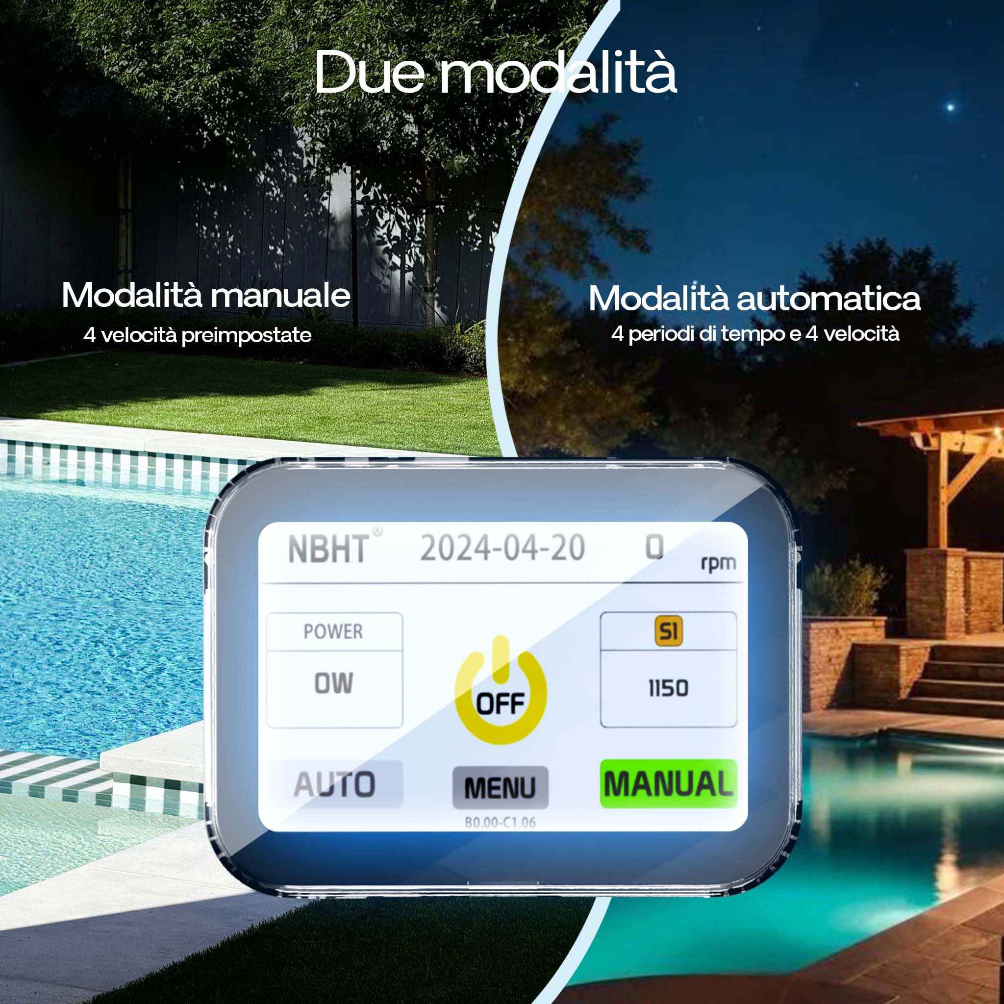 XPOtool Pompa Piscina 750W 21000l/h 17m Velocità Regolabile
