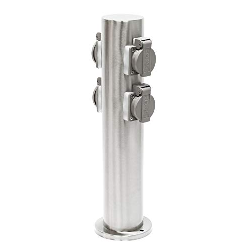 Wiltec Colonna multipresa giardino 4 prese acciaio IP44