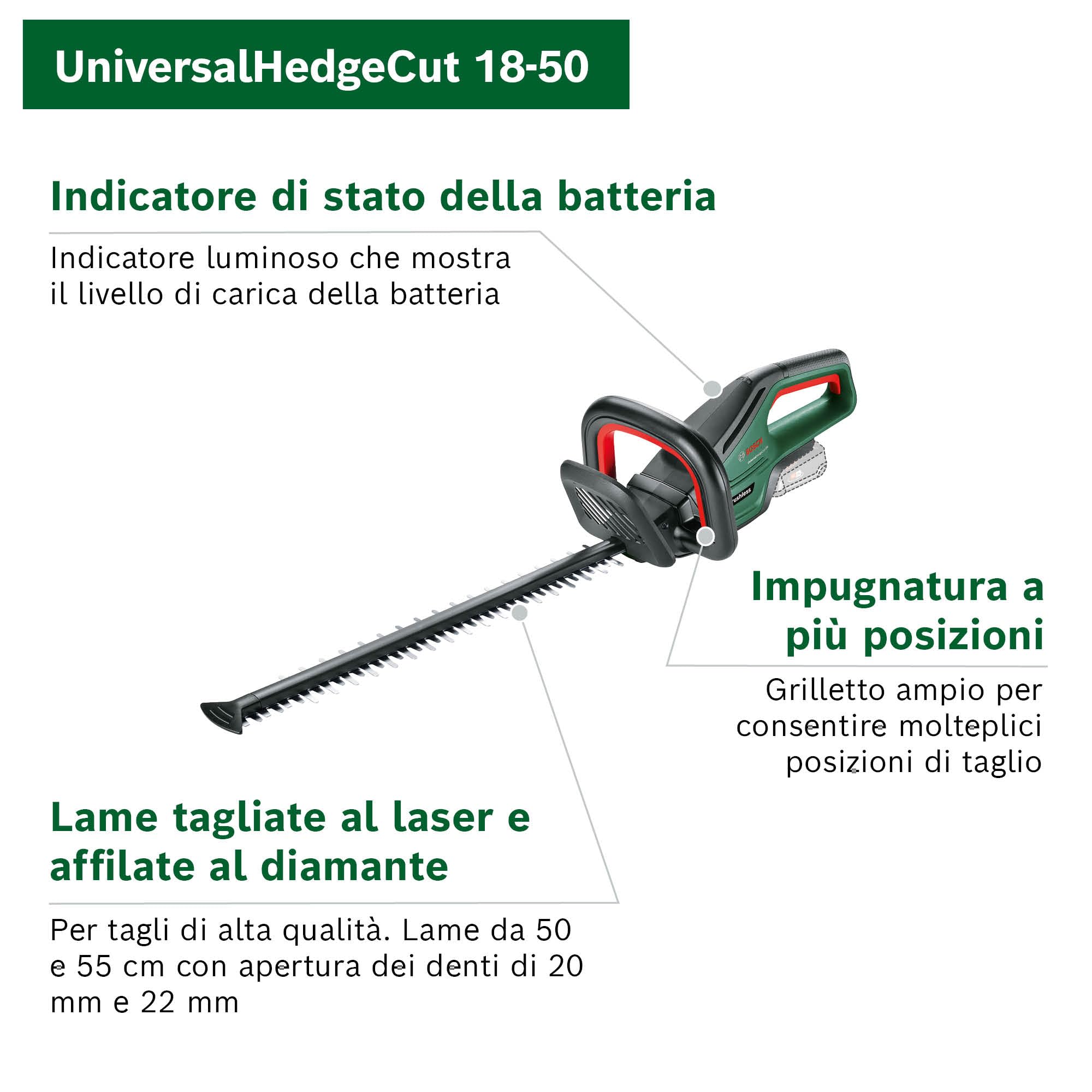 Bosch UniversalHedgeCut 18V-50 Tagliasiepi senza Batteria