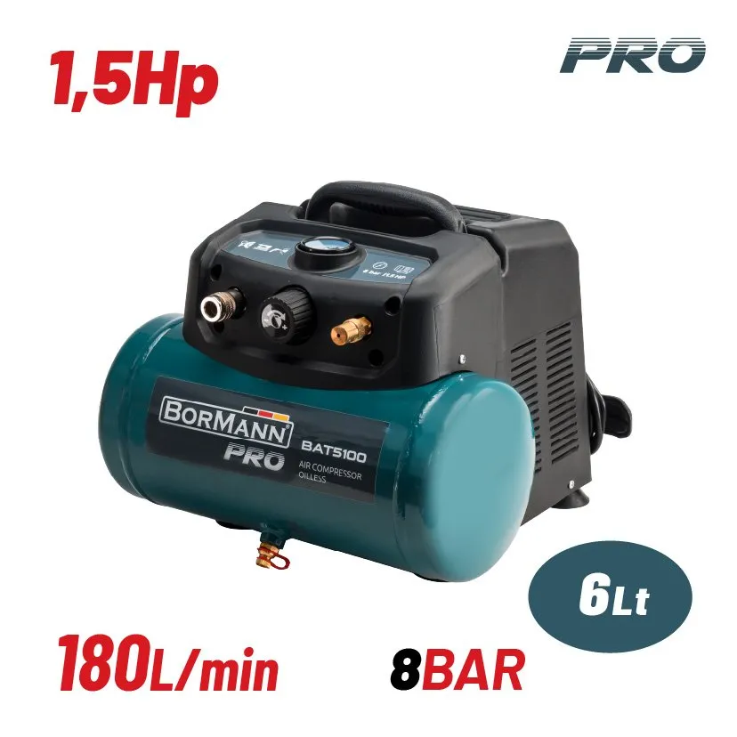 Bormann compressore silenzioso oil-free brushless 6 L 1,5 HP