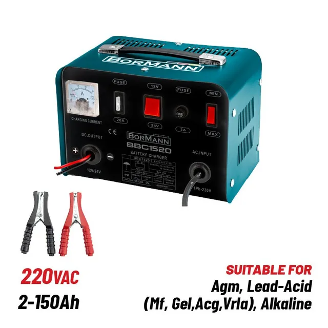 Bormann BBC1520 Caricabatterie 12/24V 20A per Auto e Moto