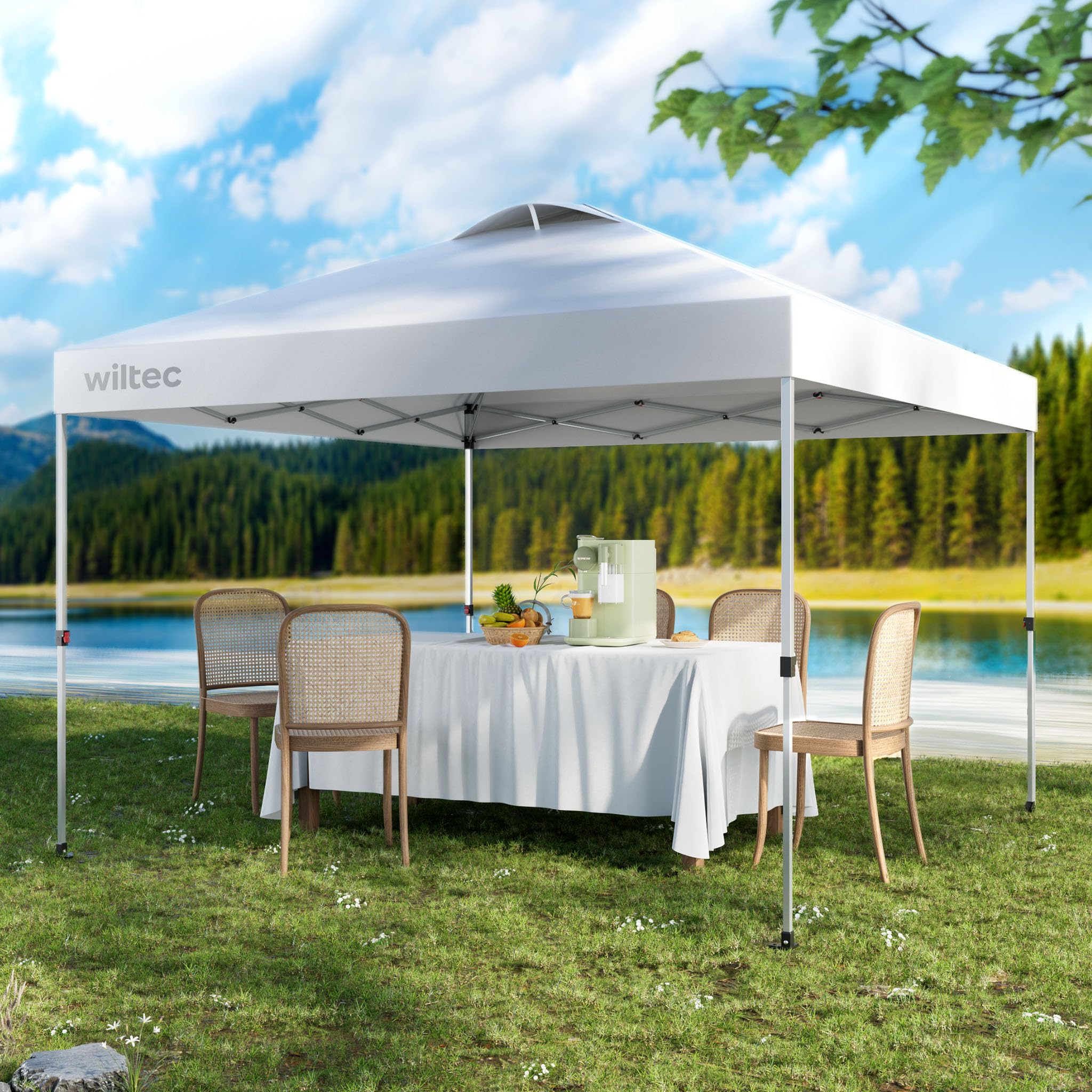 Wiltec Gazebo pieghevole 3x3 m bianco UV50+