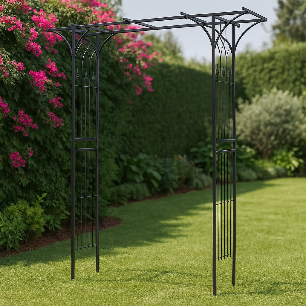 Wiltec Arco giardino rose 205x50x208cm acciaio nero