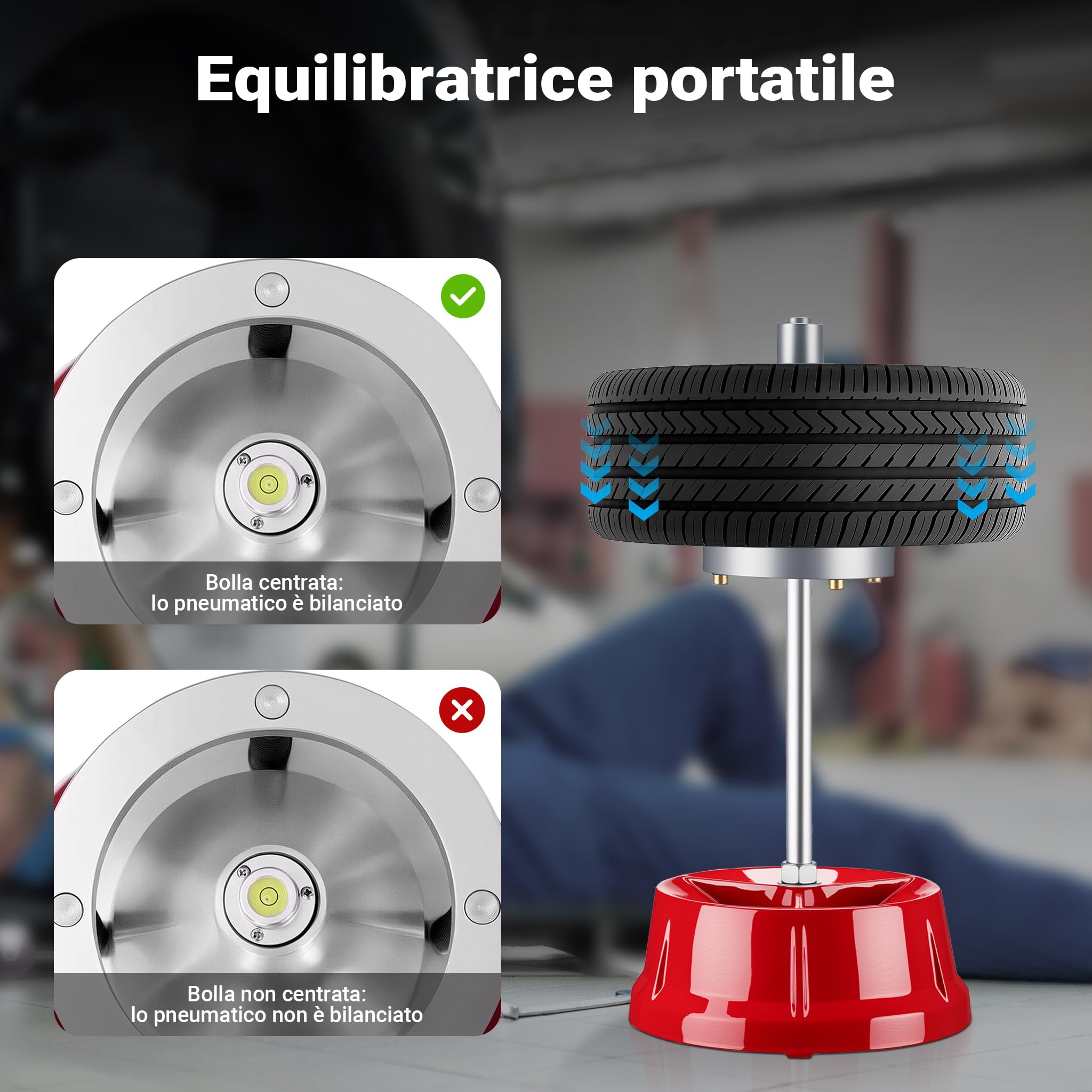Wiltec Equilibratrice Portatile Mozzi 3,8-10,2 cm