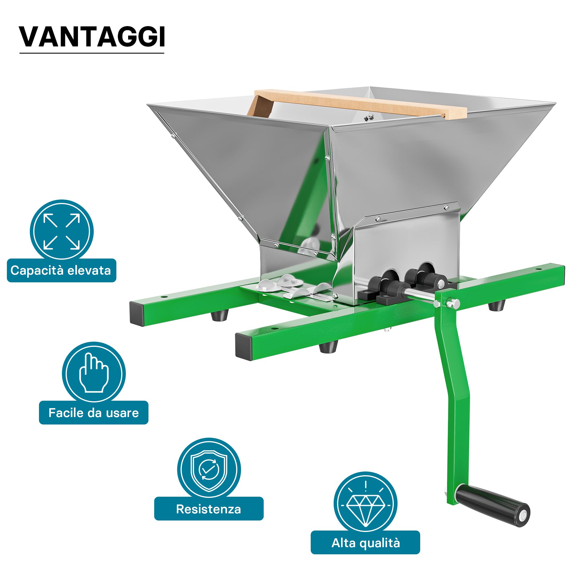 Wiltec mulino macina frutta manuale 7 litri inox
