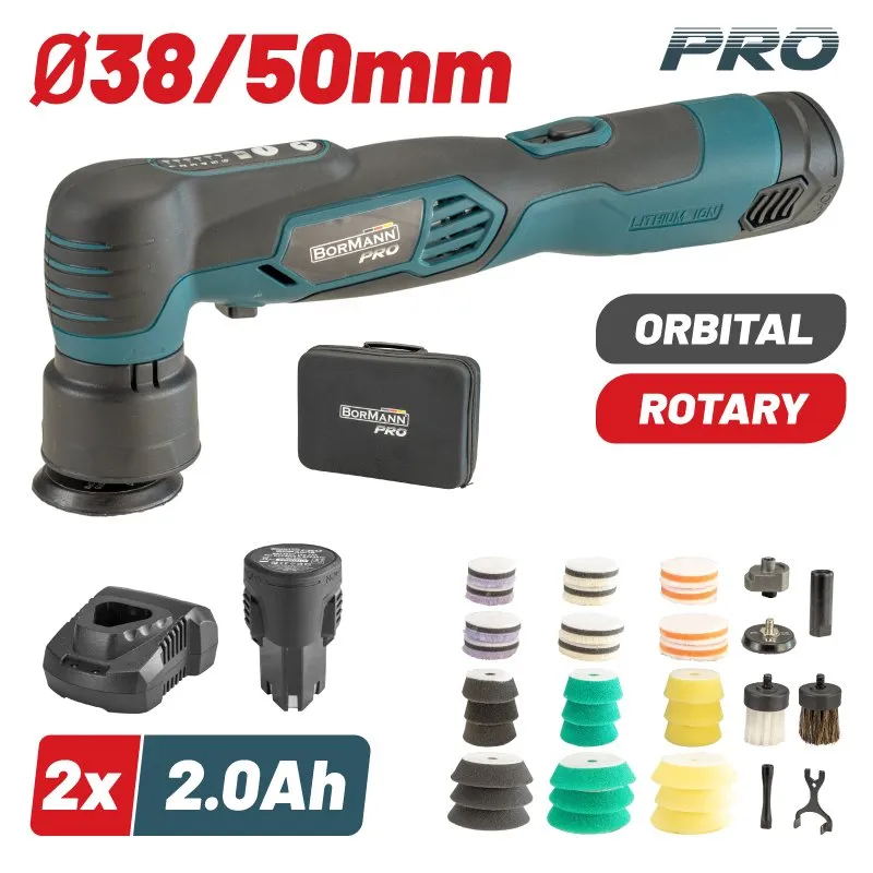 Bormann Lucidatrice Mini Cordless 12V 38/50mm 2x2Ah Kit