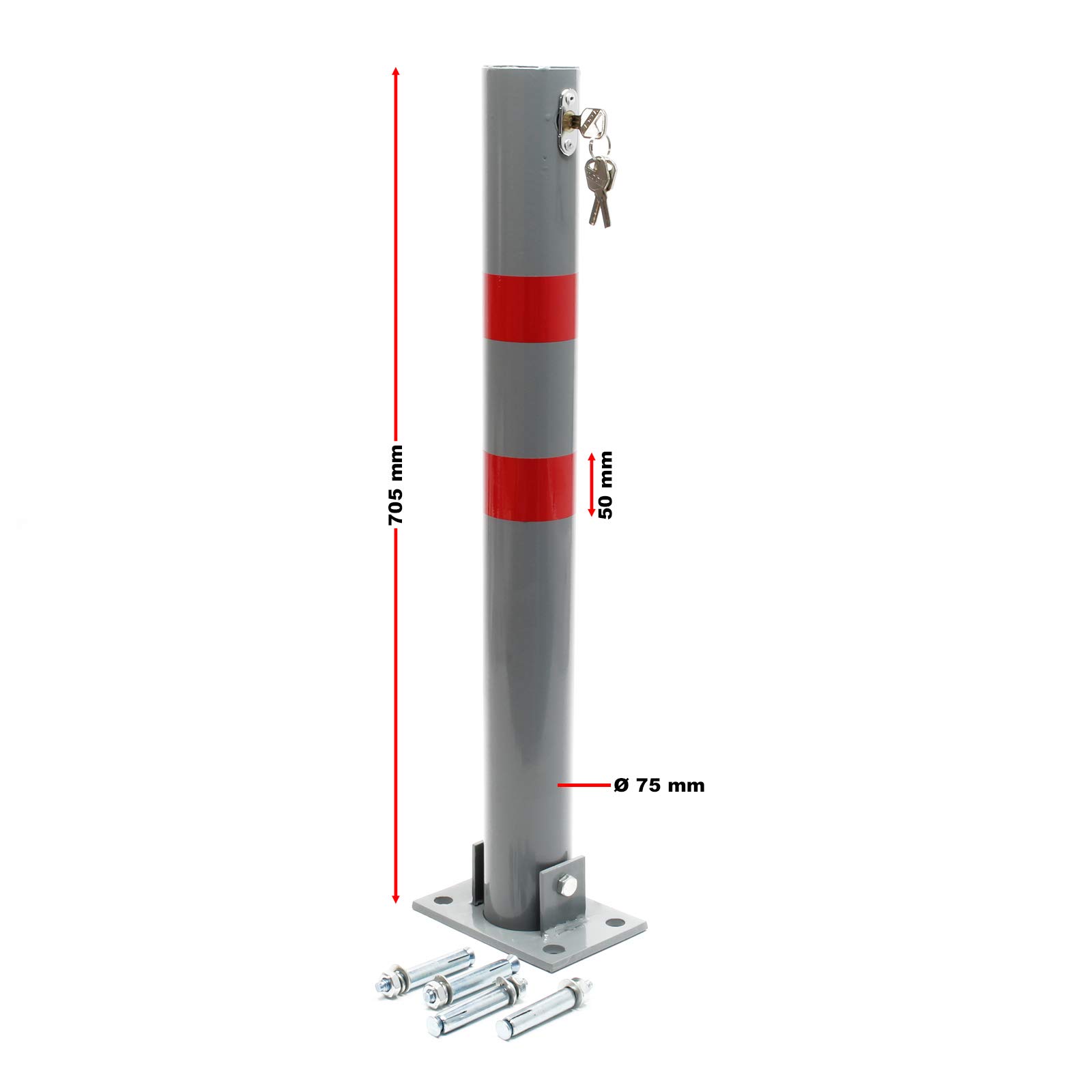 Wiltec Dissuasore Parcheggio Pieghevole 705 mm con Chiave