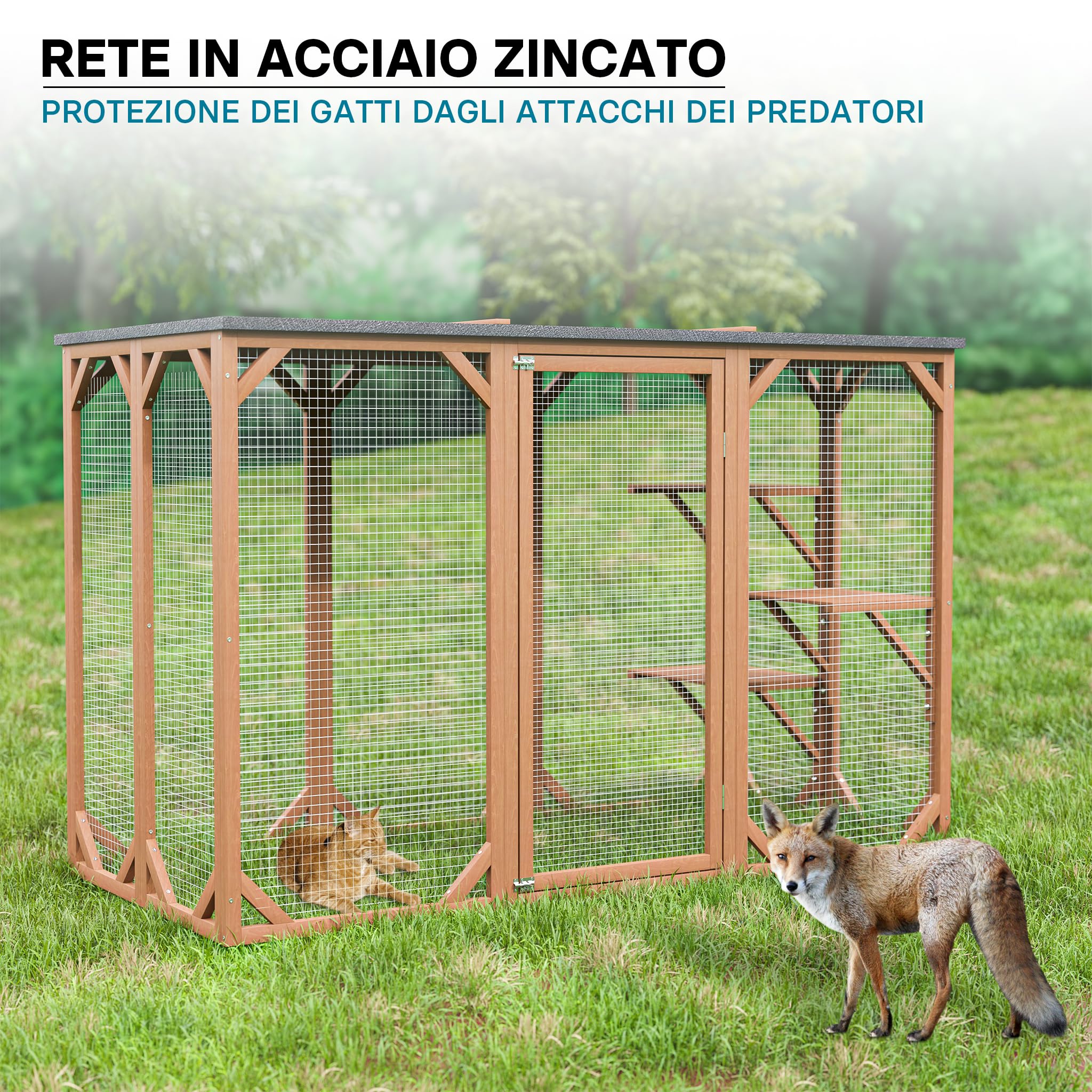 Wiltec Recinto gatti esterno 180x80x111,8 cm 3 piani