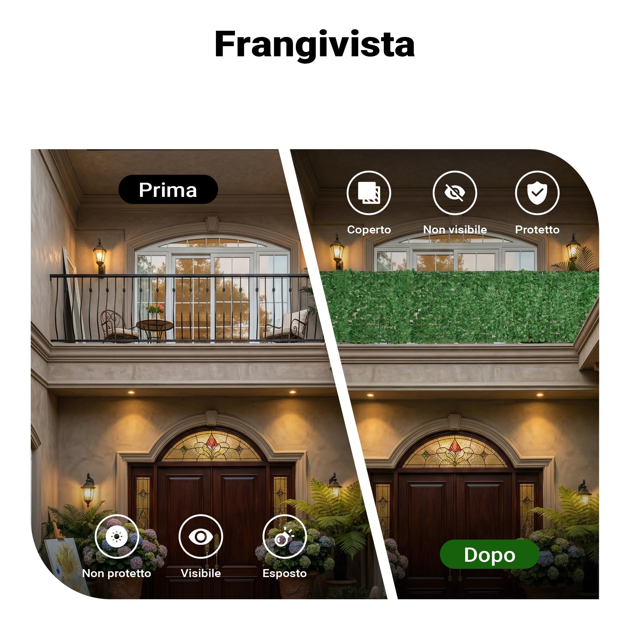 Wiltec Siepe artificiale edera 300x150 cm frangivista