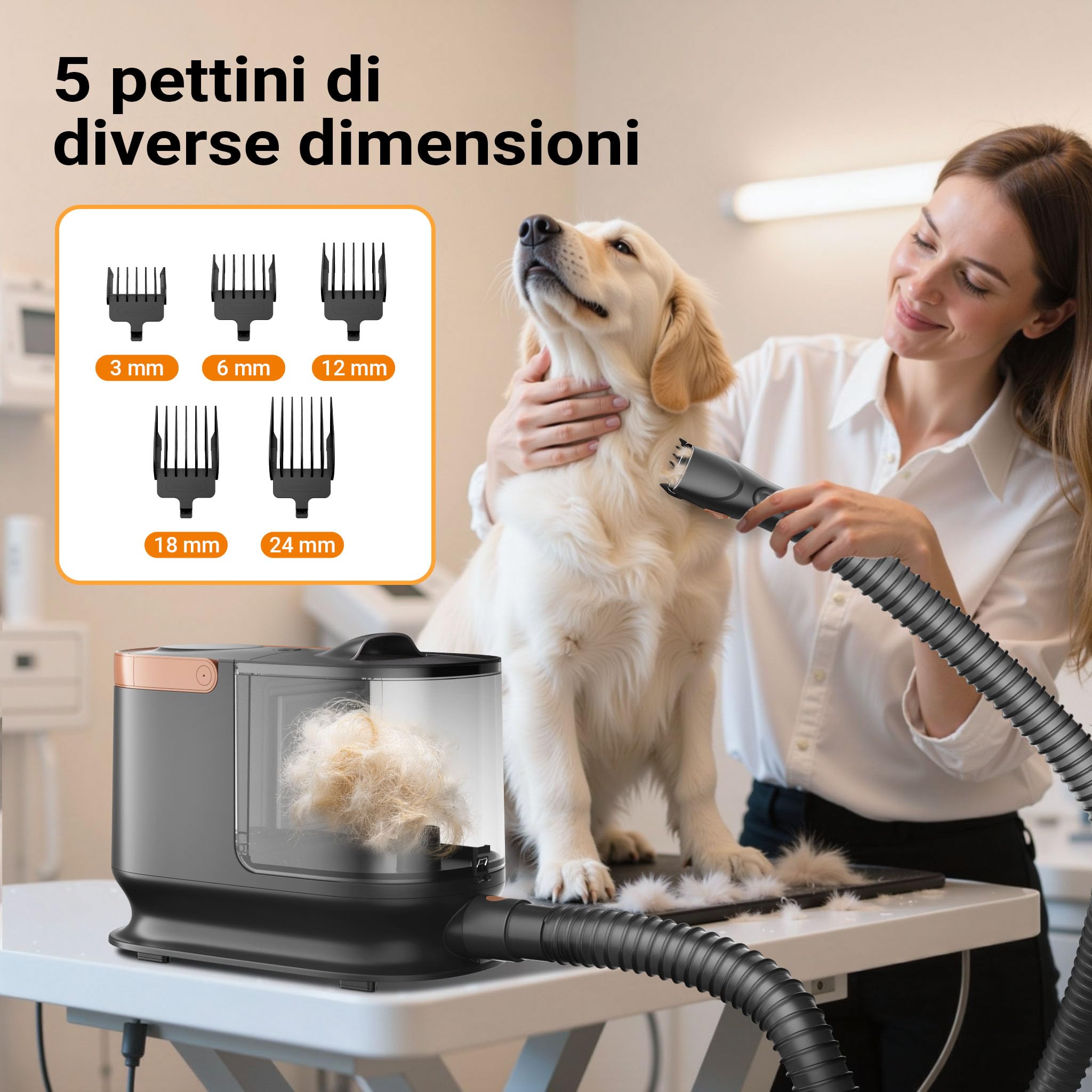 Fudajo 6 in 1 Kit Toelettatura Aspirazione Nero 2,5 L
