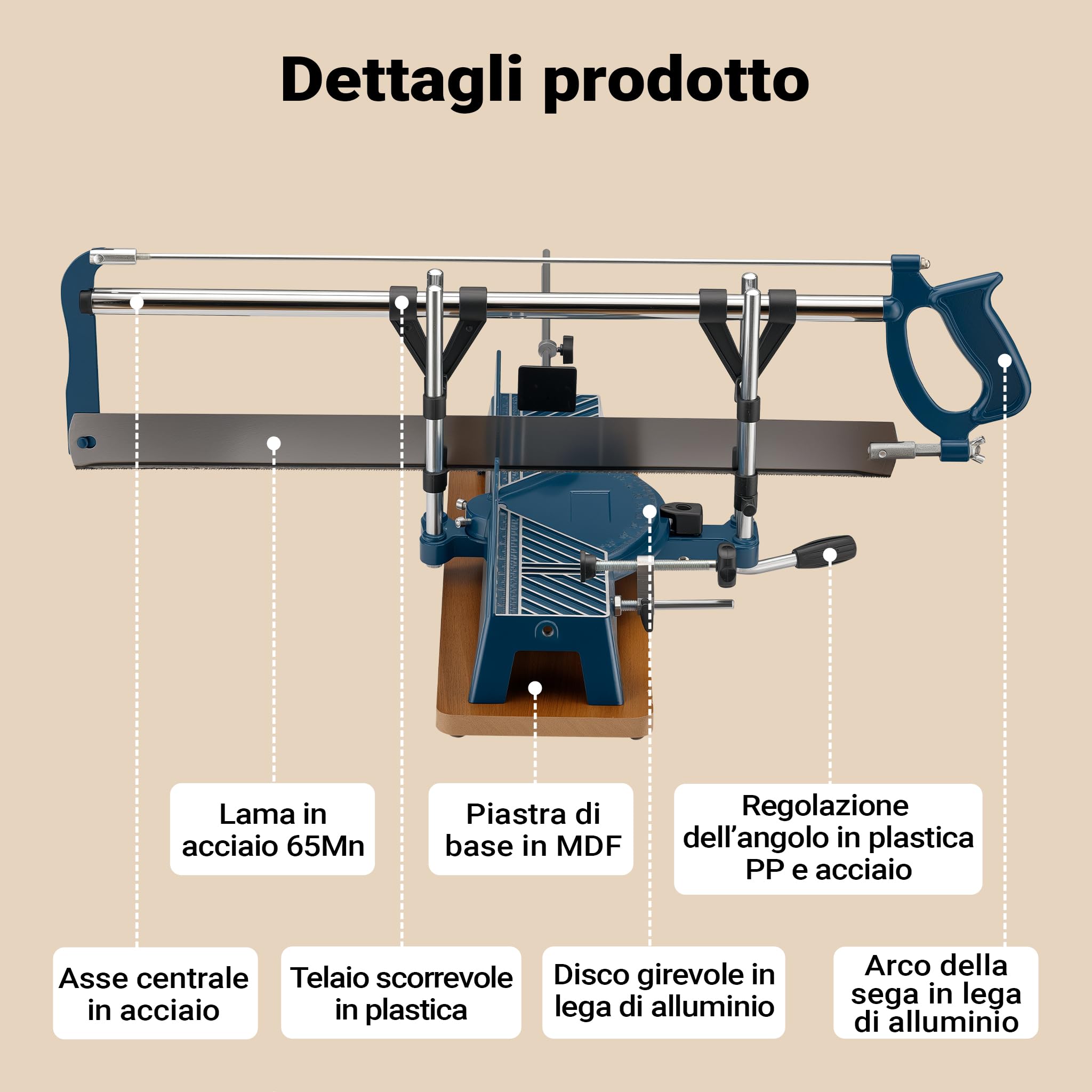 Wiltec Sega obliqua manuale 600mm legno 150mm