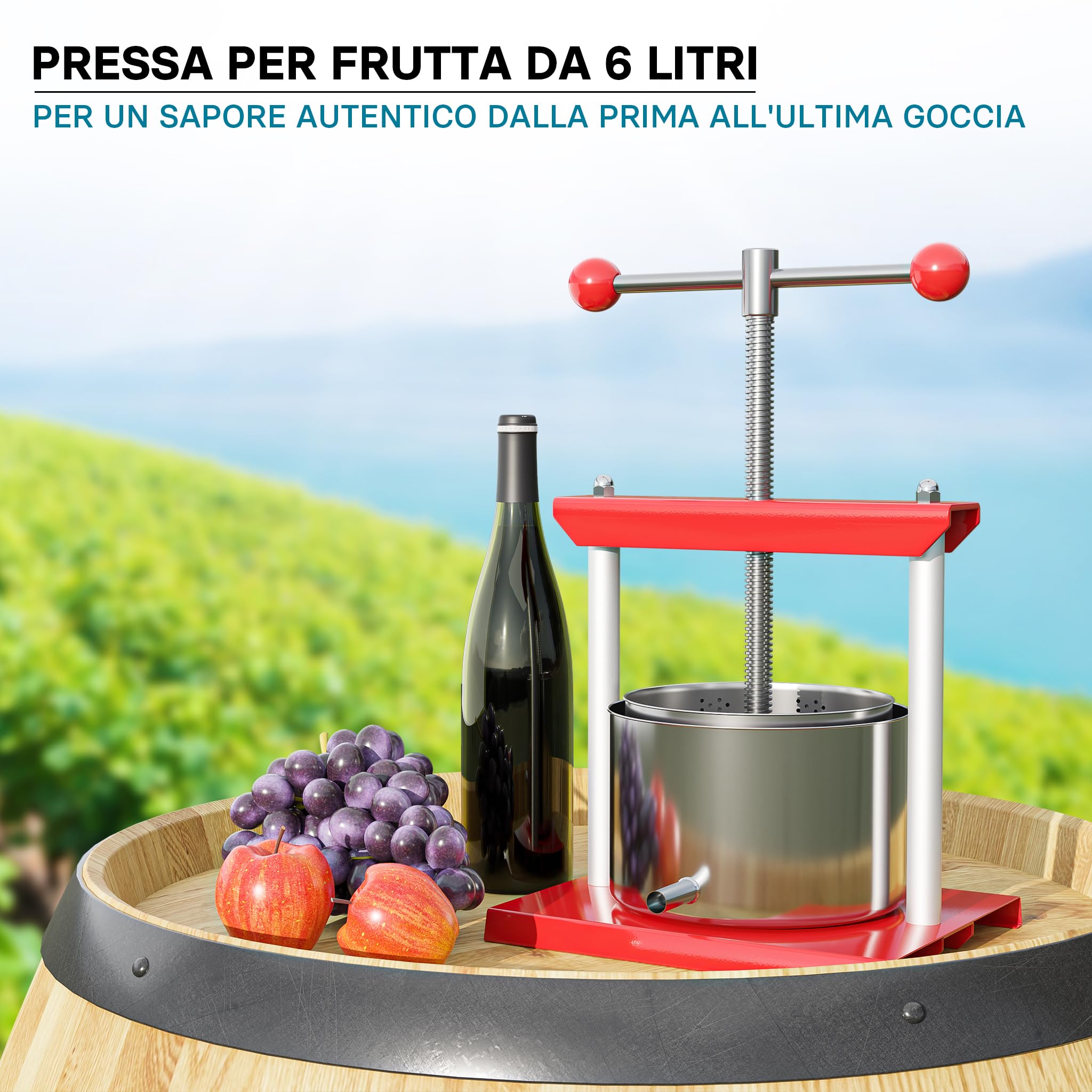 Wiltec Torchietto pressa frutta acciaio inox 6 litri