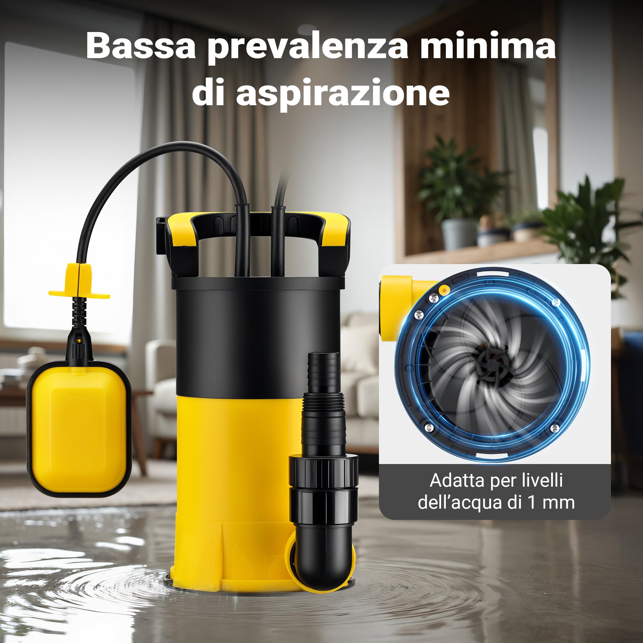 Wiltec pompa sommersa 550W 12500 l/h 7 m inox rasoterra