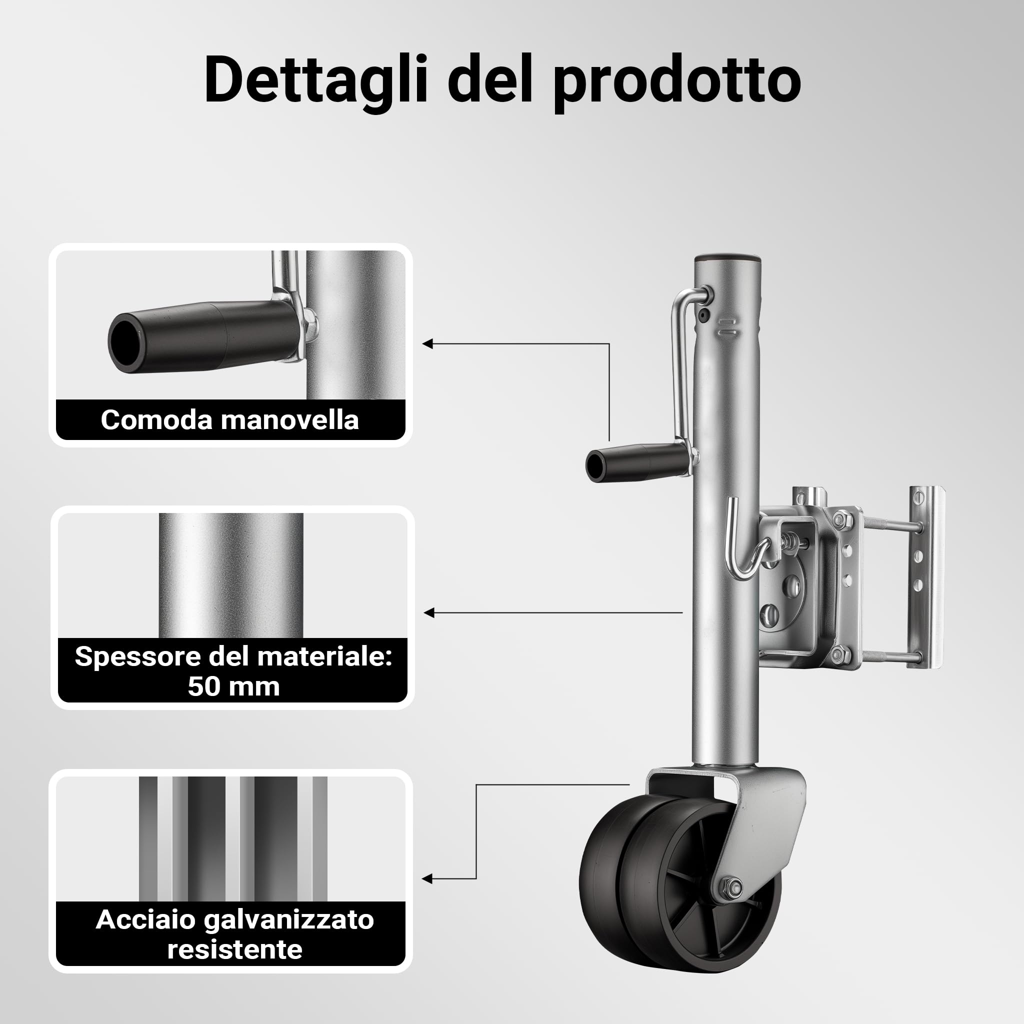 Wiltec Servotimone Ruota Doppia 680kg 27cm