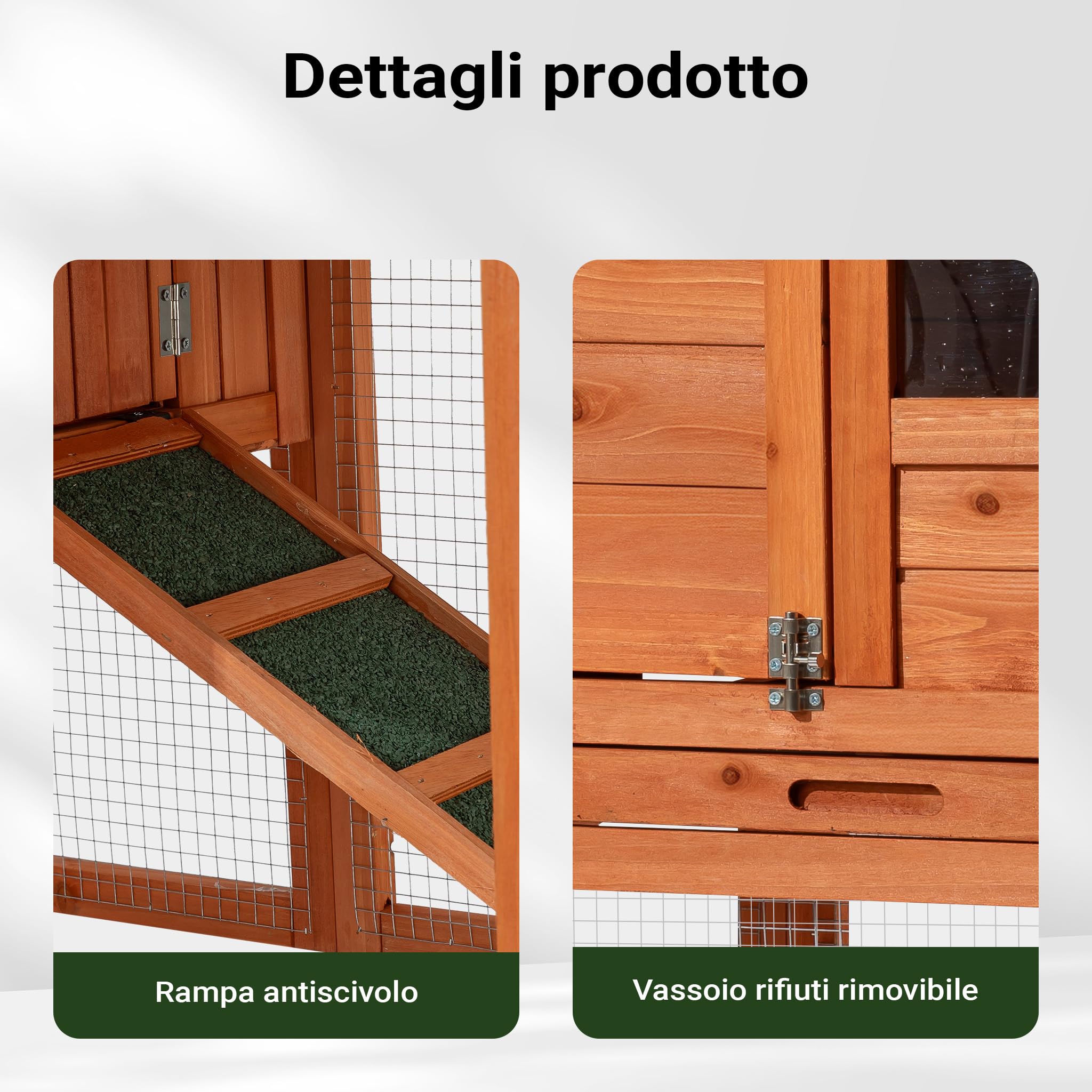 Wiltec conigliera 2 livelli legno 122x63x92 cm con recinto