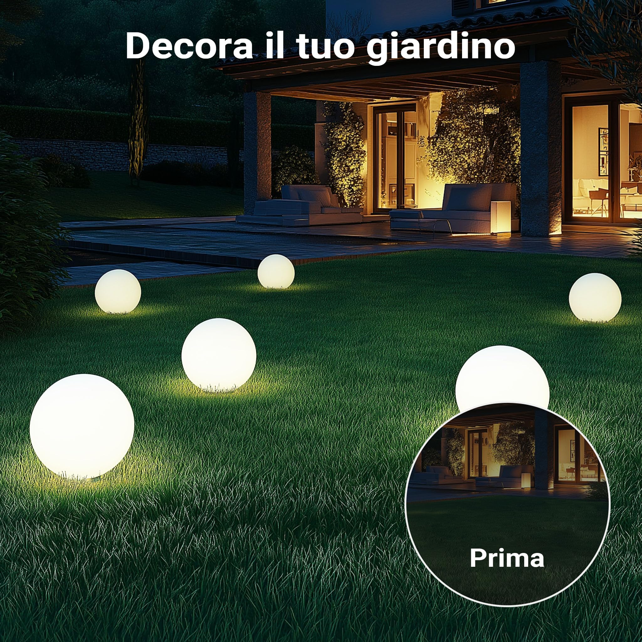 Wiltec Sfera Luminosa Esterno Ø30cm E27 con Picchetto IP44