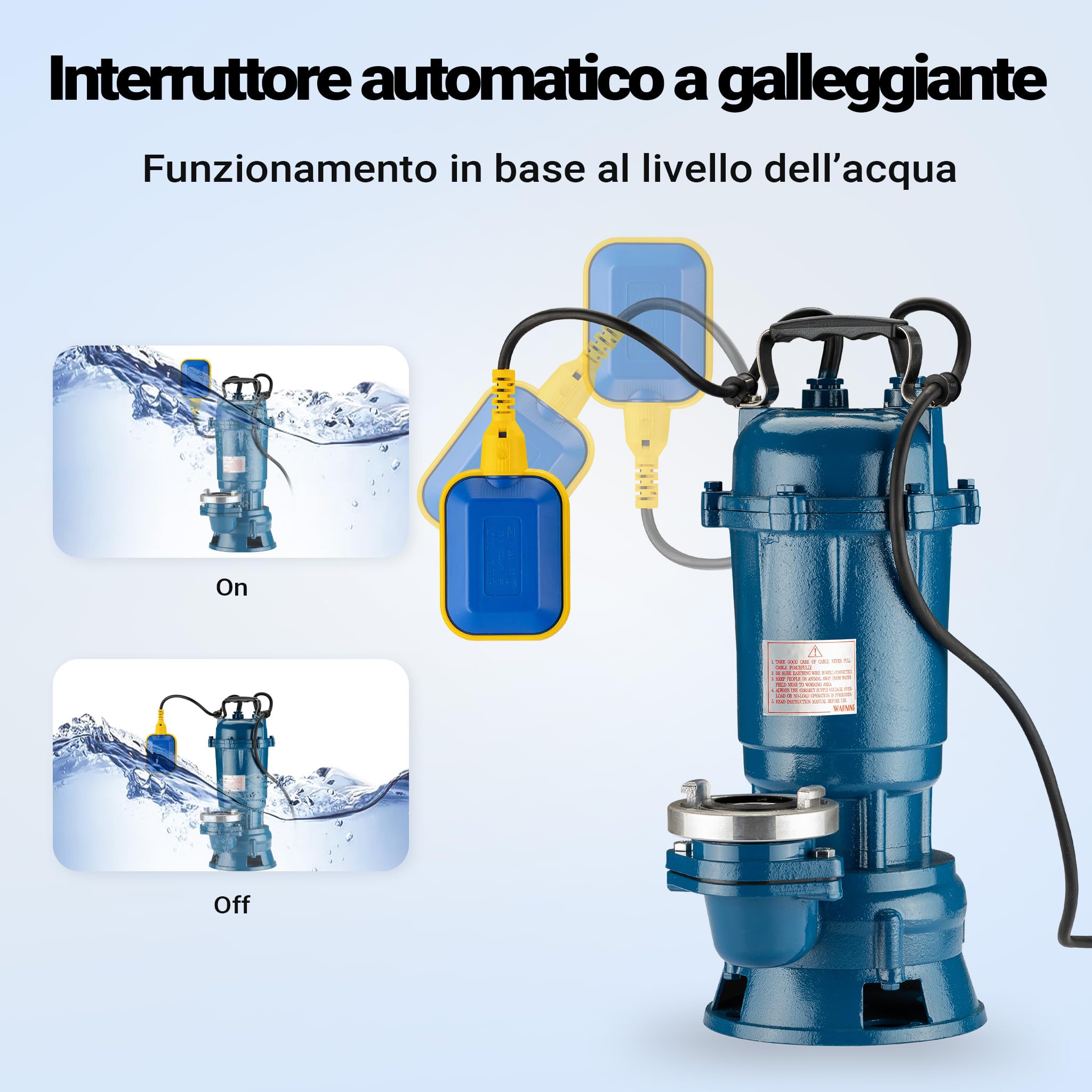 Wiltec Pompa sommersa 22800 l/h blu galleggiante