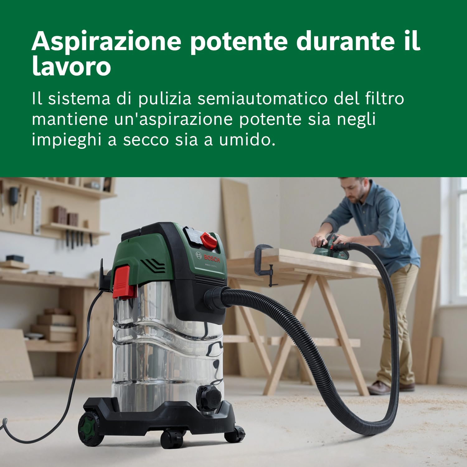 Bosch PAS30-240PRSS Aspiratore Liquidi e Solidi 30L