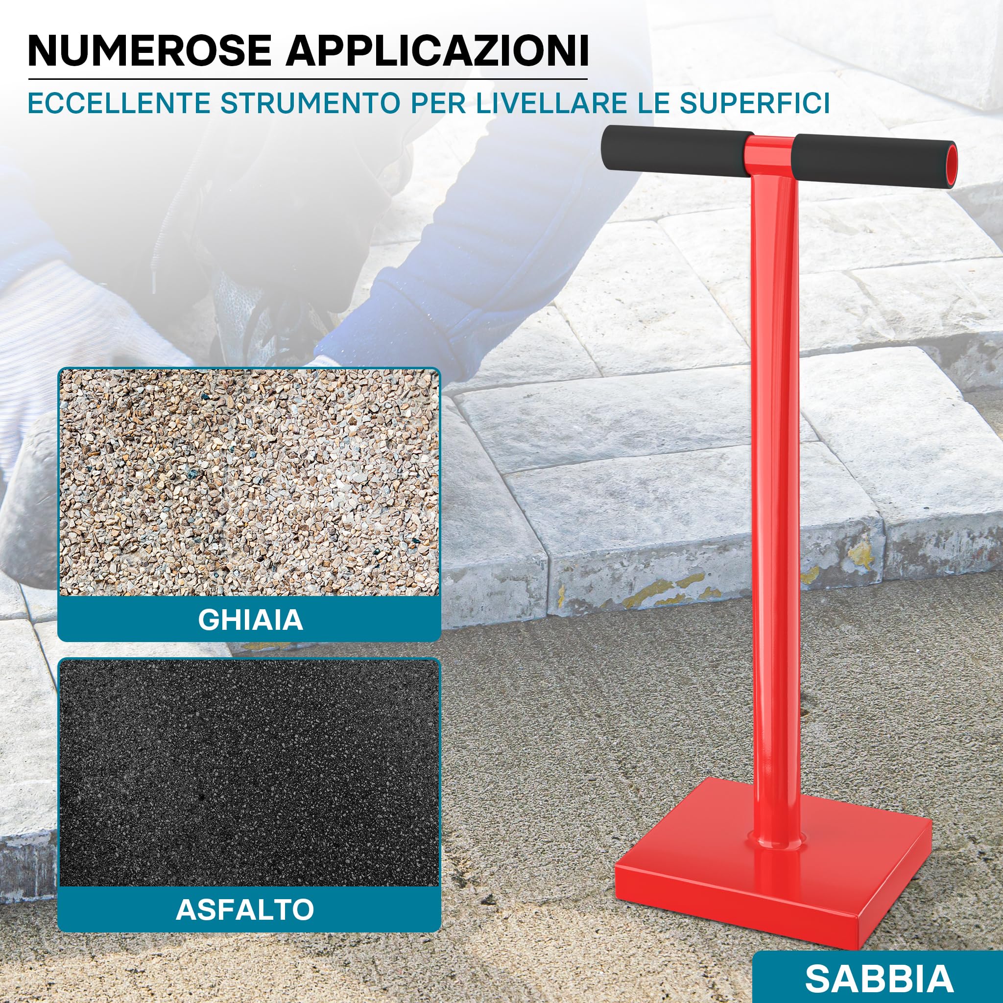 Wiltec Costipatore Manuale 11,5 kg Piastra 20x20 cm Acciaio
